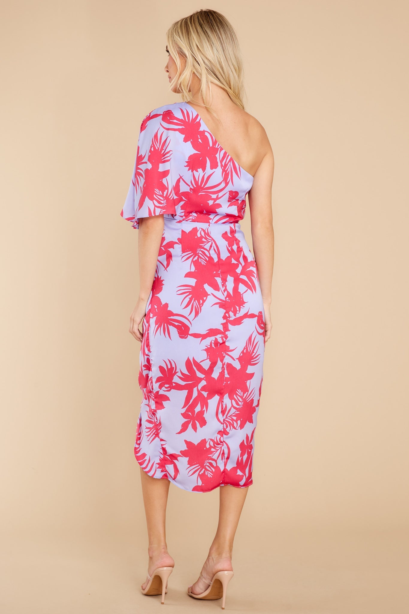 Always Thriving Lavender Multi Leaf Print Midi Dress