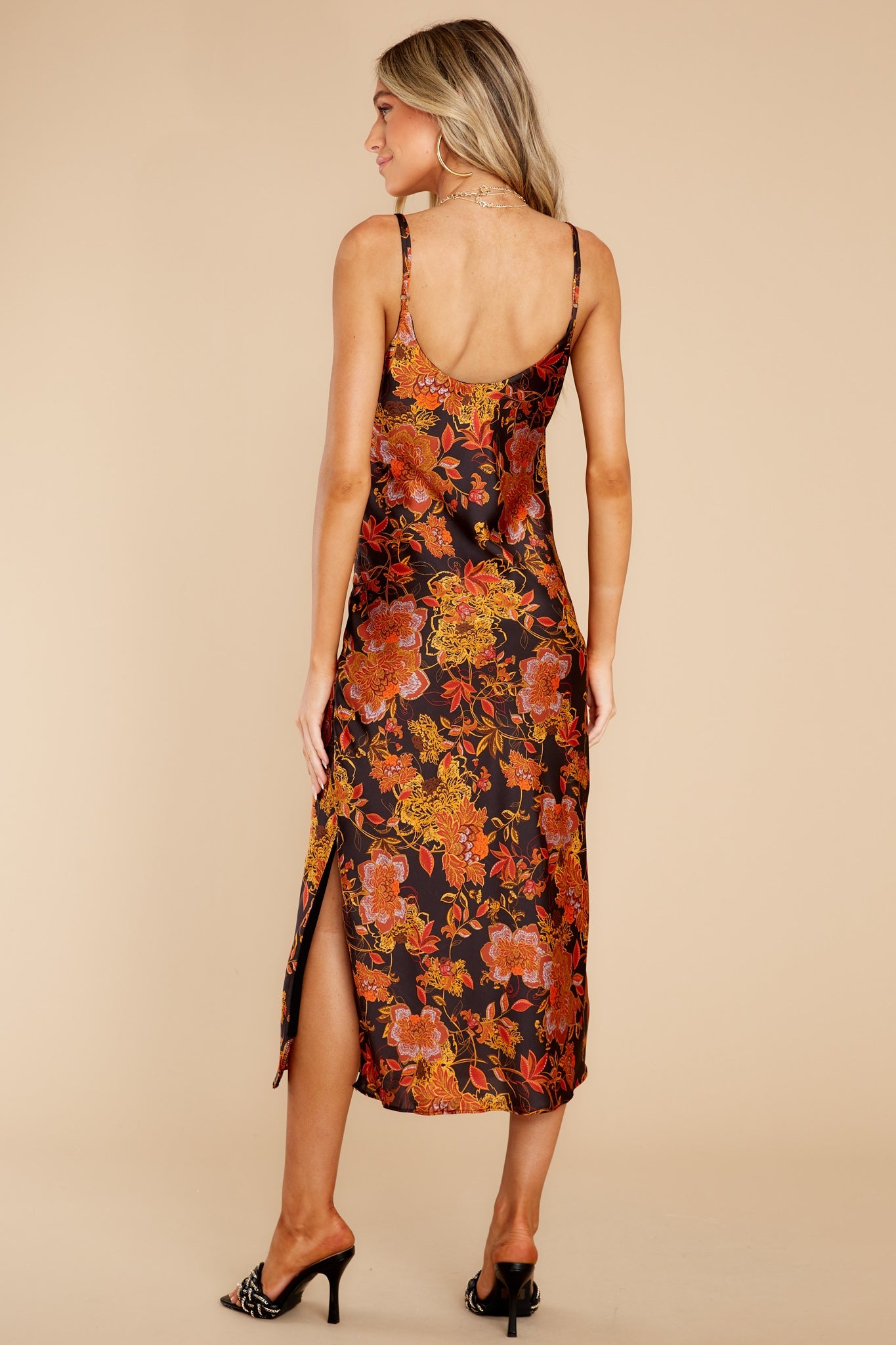 Moonlight Dreamer Black Multi Floral Print Midi Dress