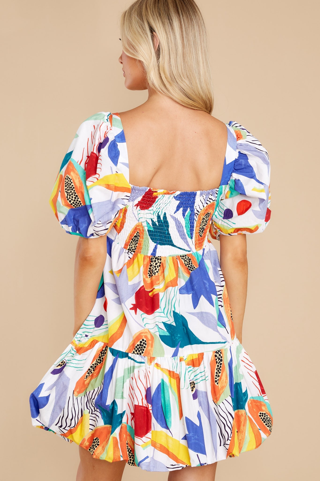 Papaya Yellow Bubble Skirt Mini Dress