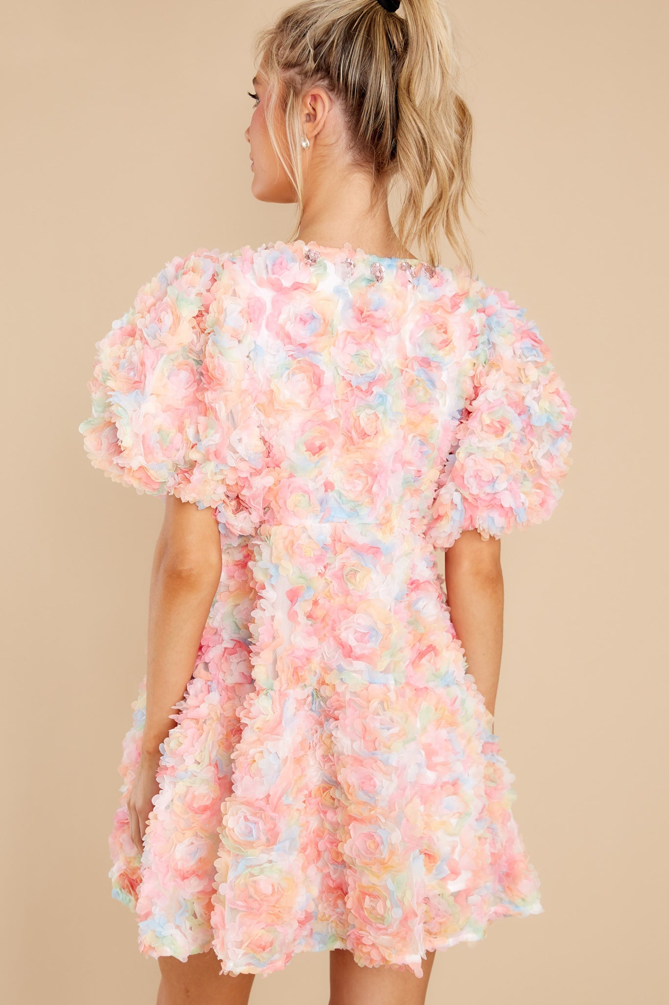 Pink Flower Fabric Dress