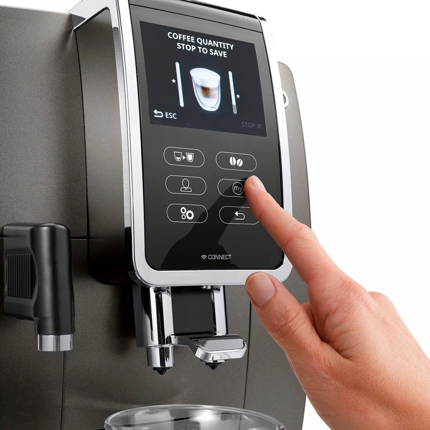 De'Longhi ECAM37095TI - Dinamica Plus Fully Automatic Espresso Machine with Built-in Grinder - Titanium
