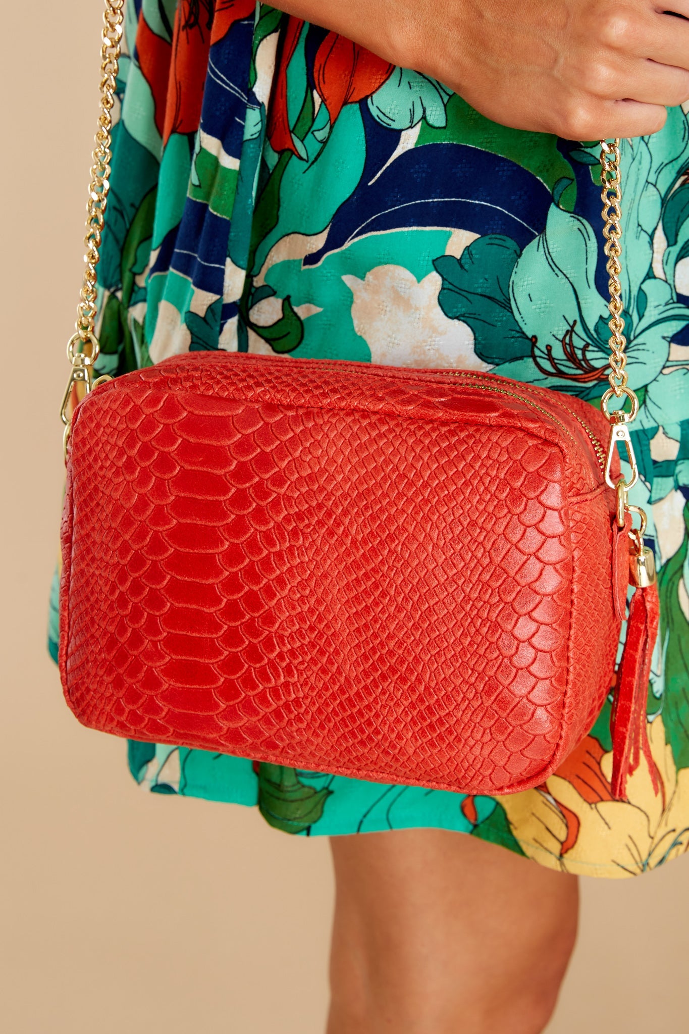 Mile A Minute Red Leather Bag