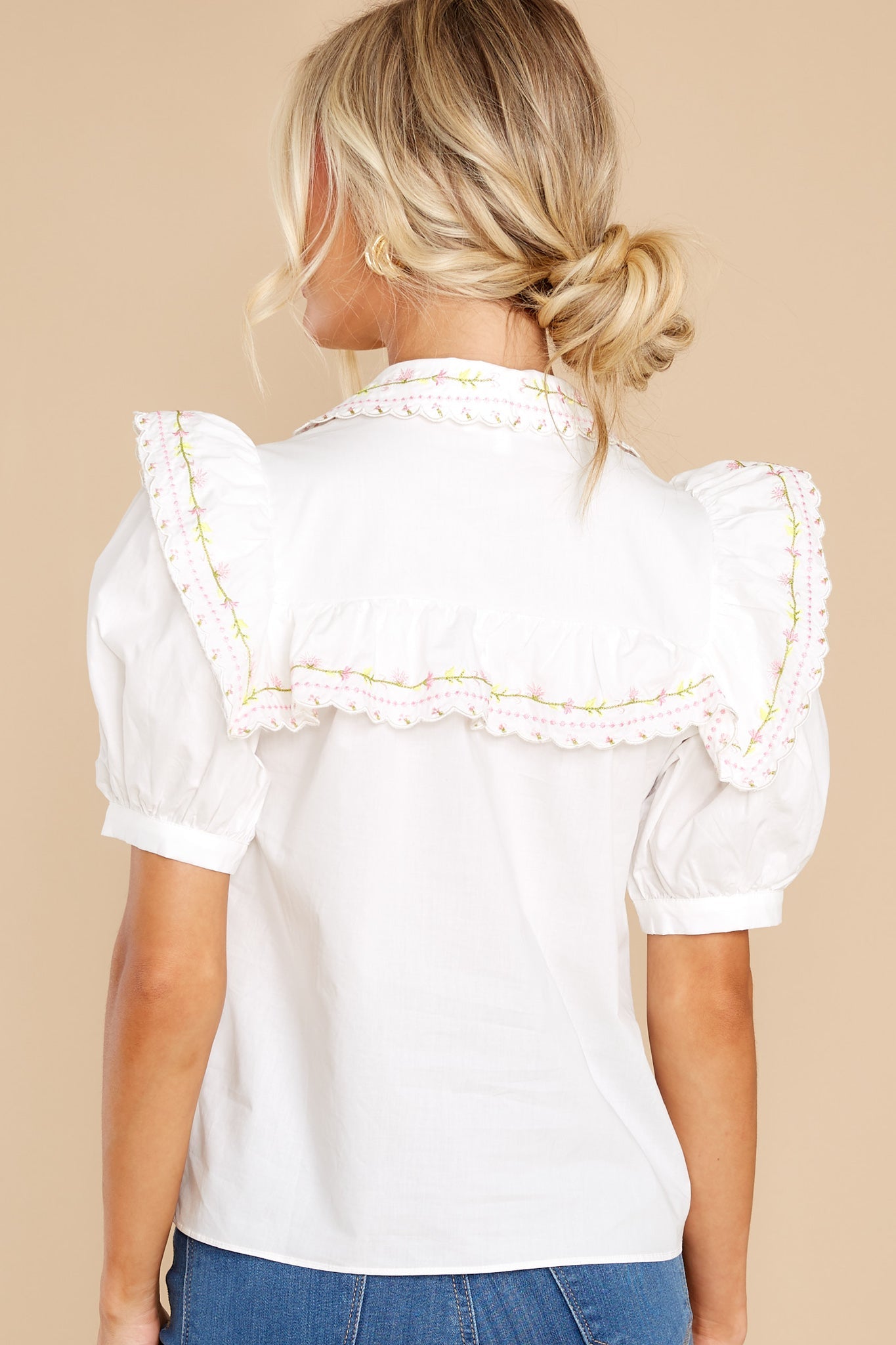 Love And Care White Embroidered Top