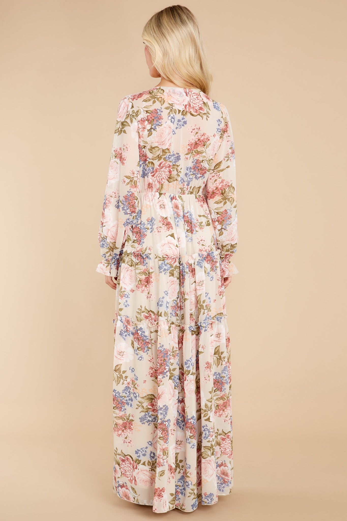 Flourishing Beauty Beige Floral Print Dress