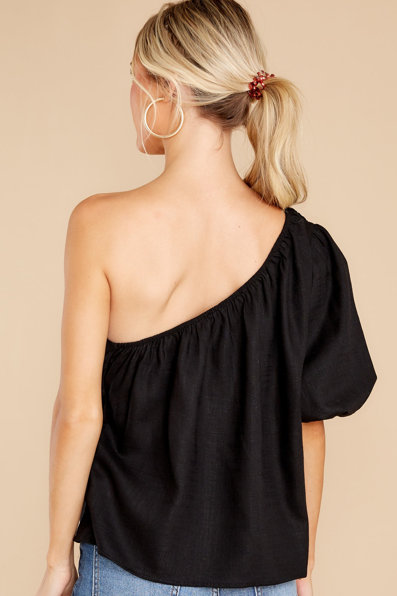 All In Stride Black One Shoulder Top