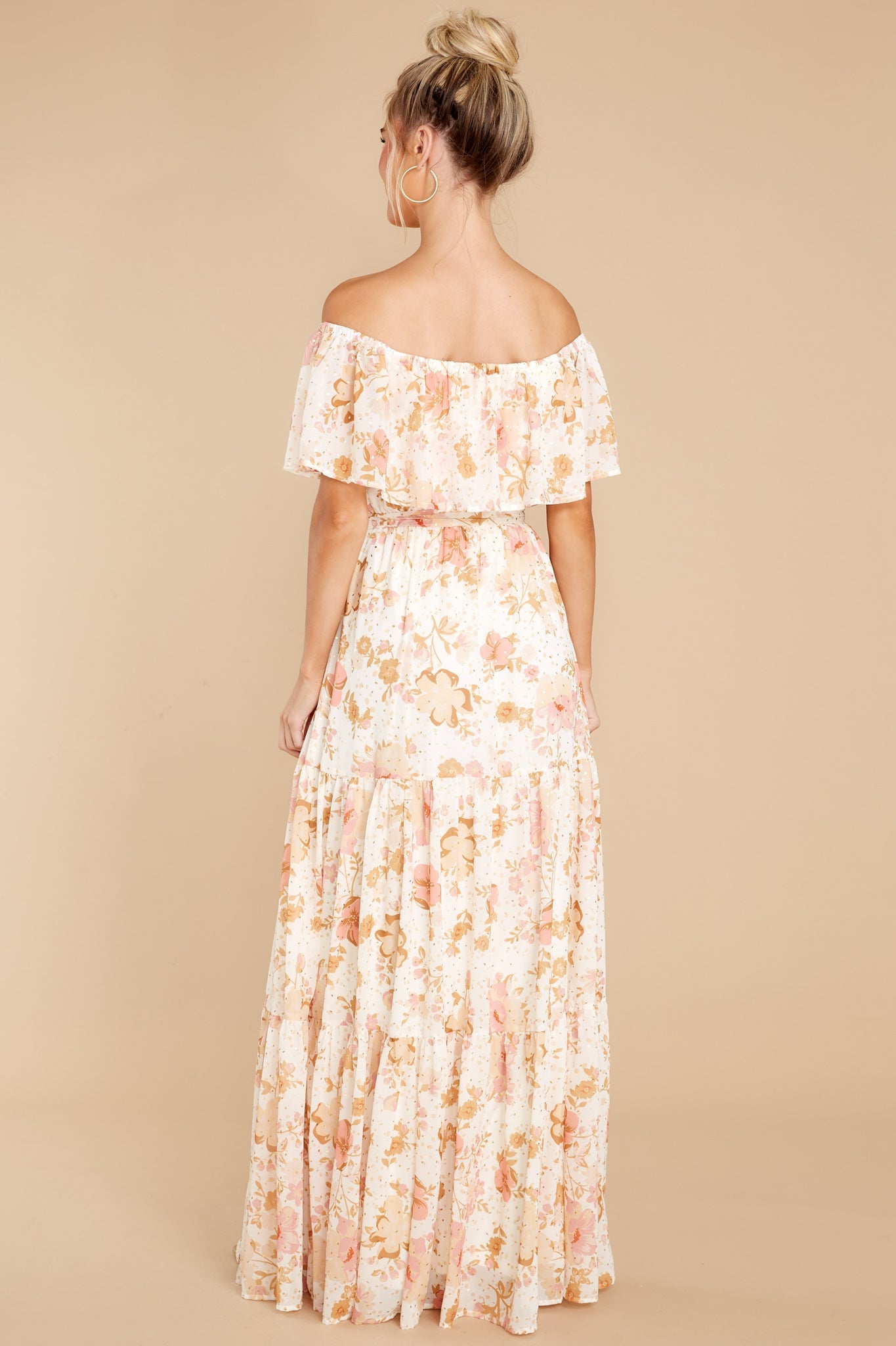 Glimmering Perfection Ivory Multi Floral Maxi Dress