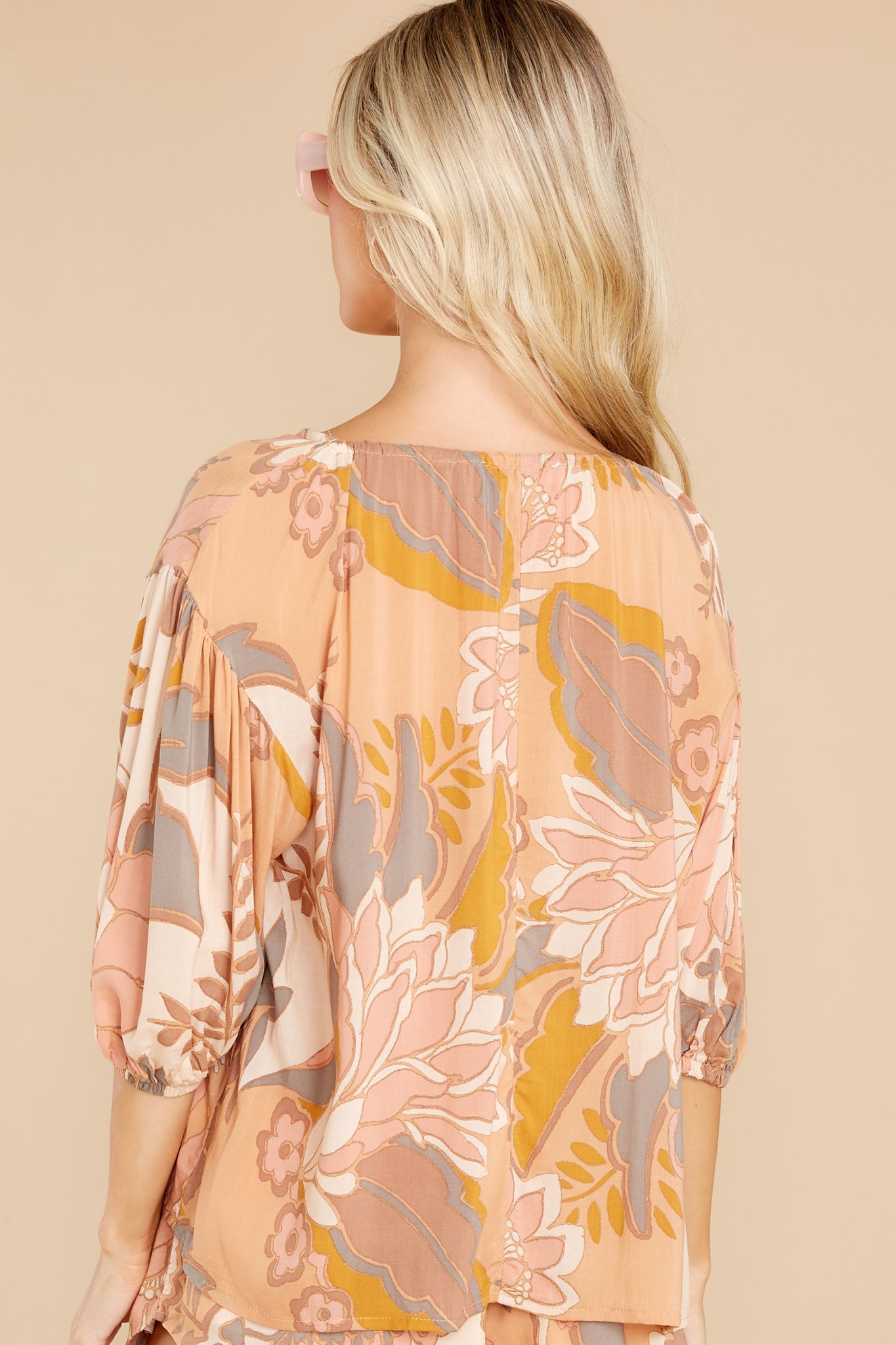 Blooming Blissfulness Apricot Multi Print Top
