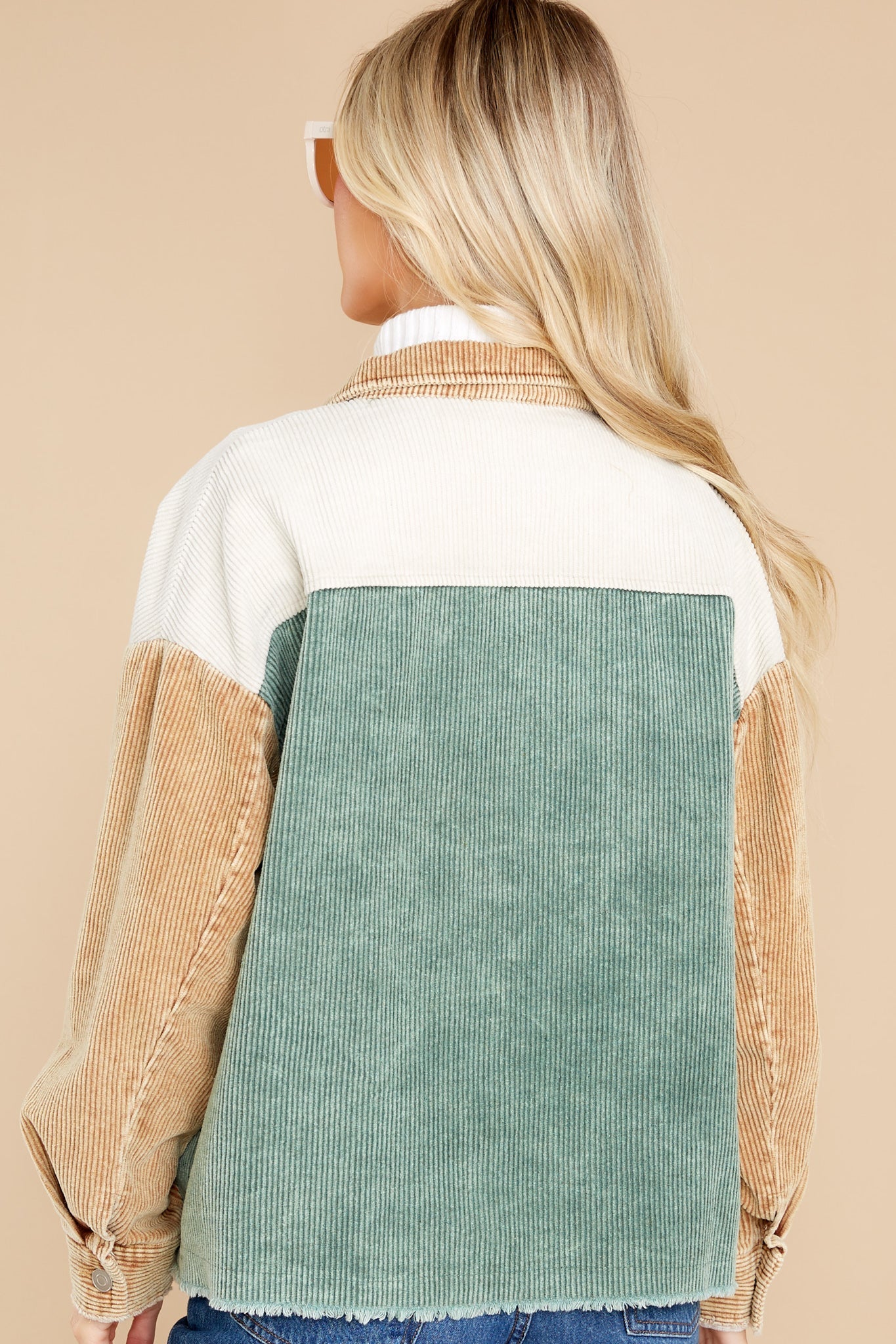 Not Looking Back Olive Multi Corduroy Jacket