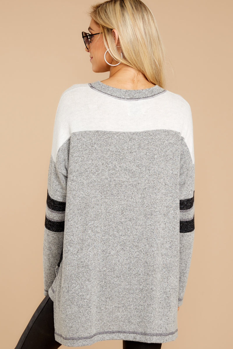 Don't Overthink It Grey Stripe Sweater