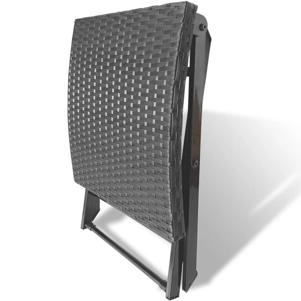 Klappbarer Hocker Poly Rattan Schwarz
