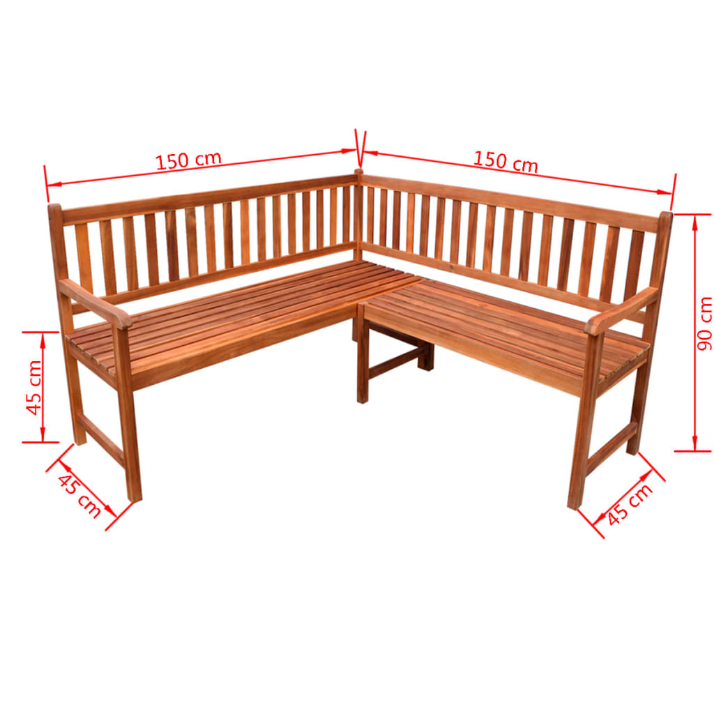 Garten-Eckbank 150 cm Massivholz Akazie