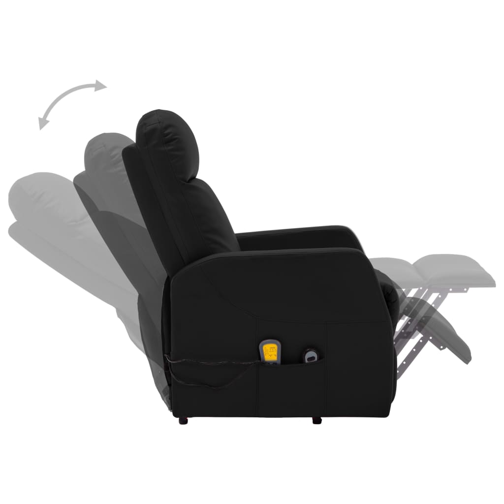 Massagesessel mit Aufstehhilfe Schwarz Kunstleder