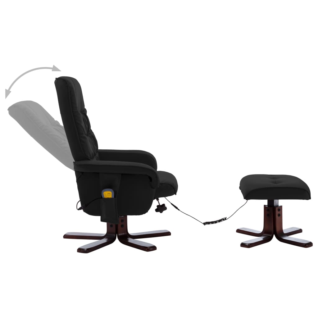 Massagesessel mit Fußhocker Schwarz Kunstleder