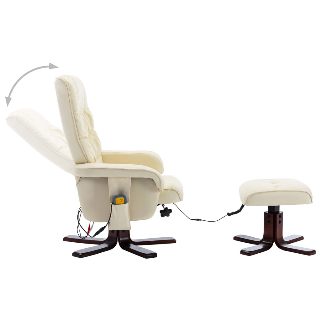 Massagesessel mit Fußhocker Creme Kunstleder