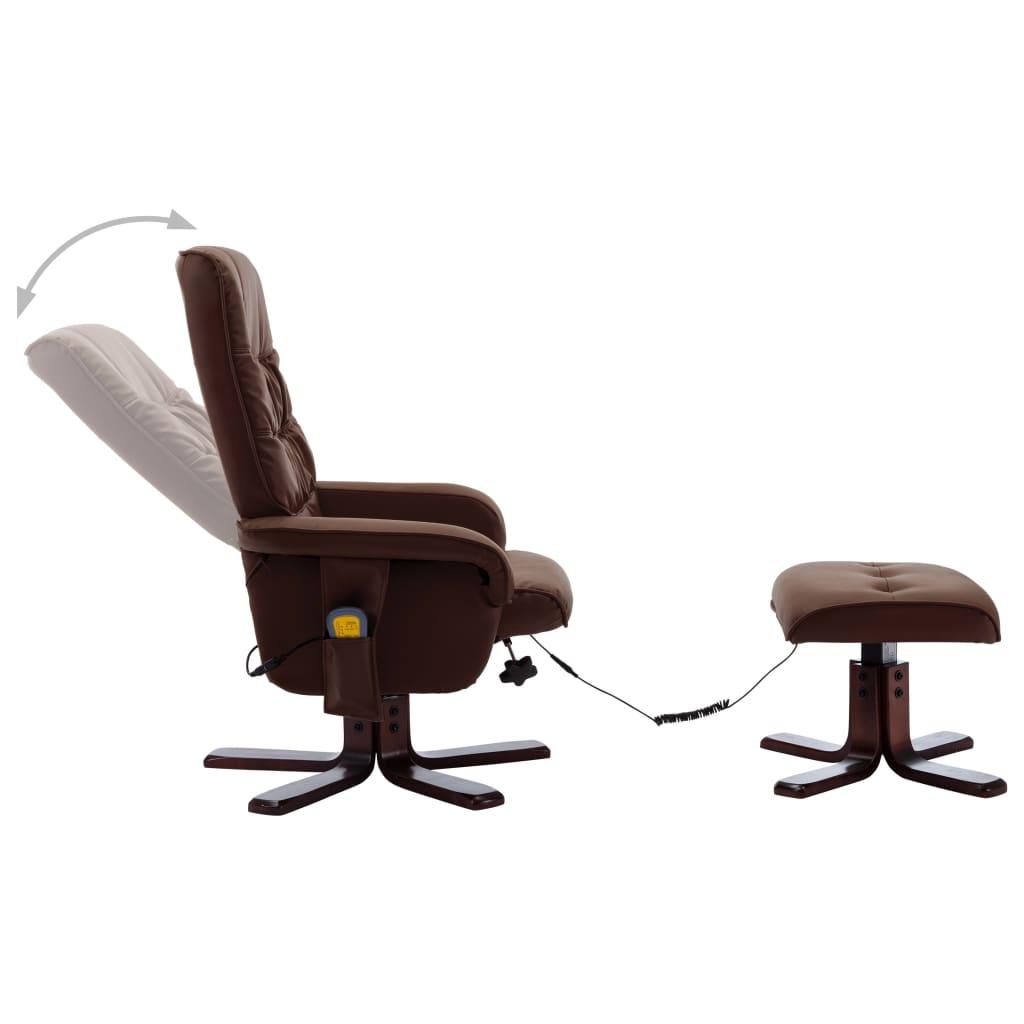 Massagesessel mit Fußhocker Braun Kunstleder