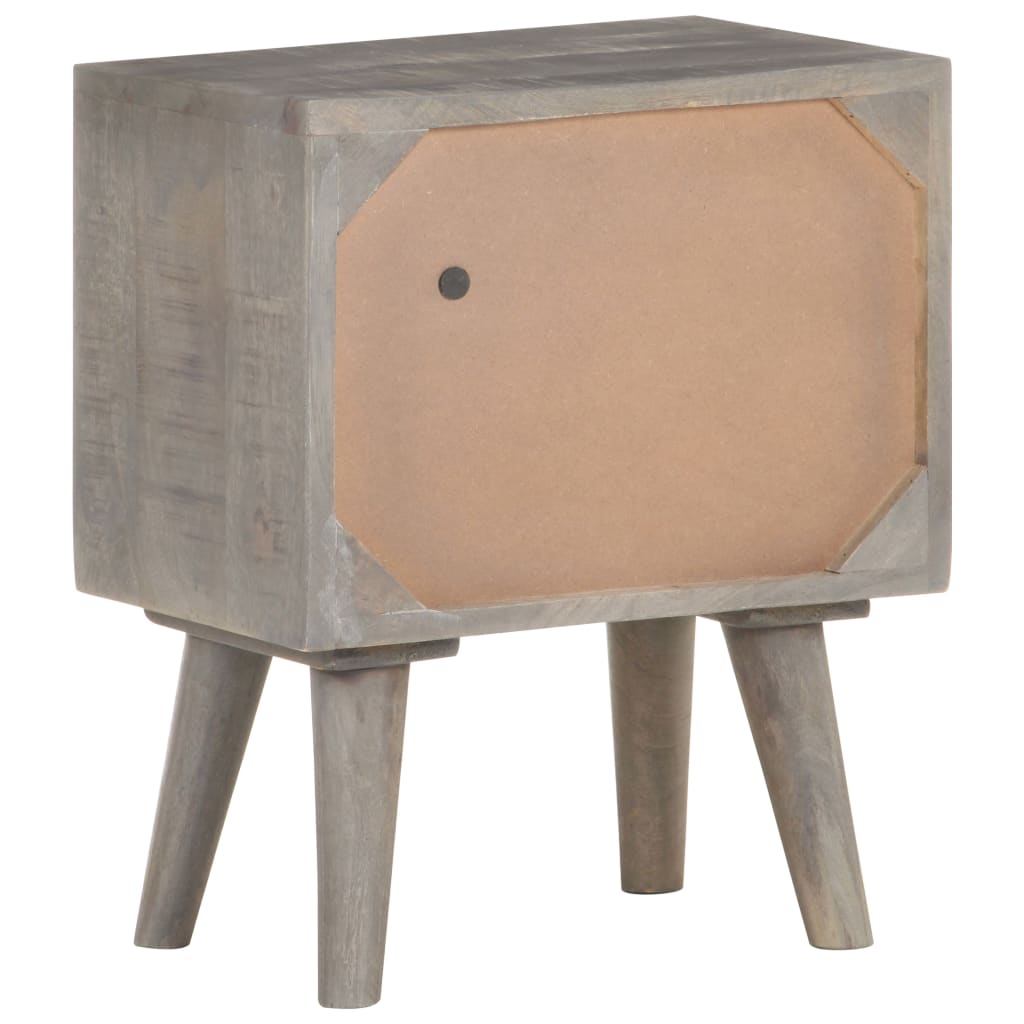 Nachttisch Grau 40x30x50 cm Raues Mango-Massivholz