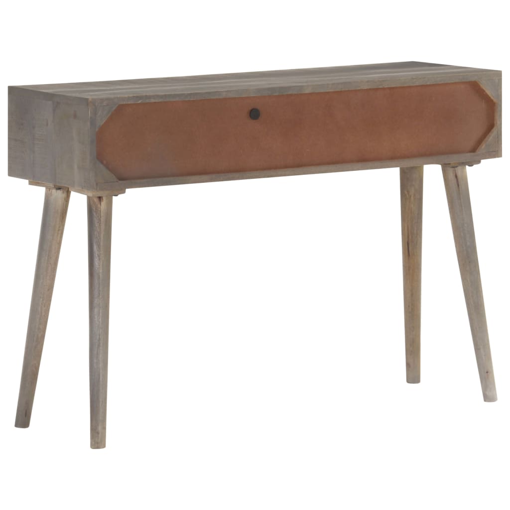 Konsolentisch Grau 110x35x75 cm Raues Mango-Massivholz