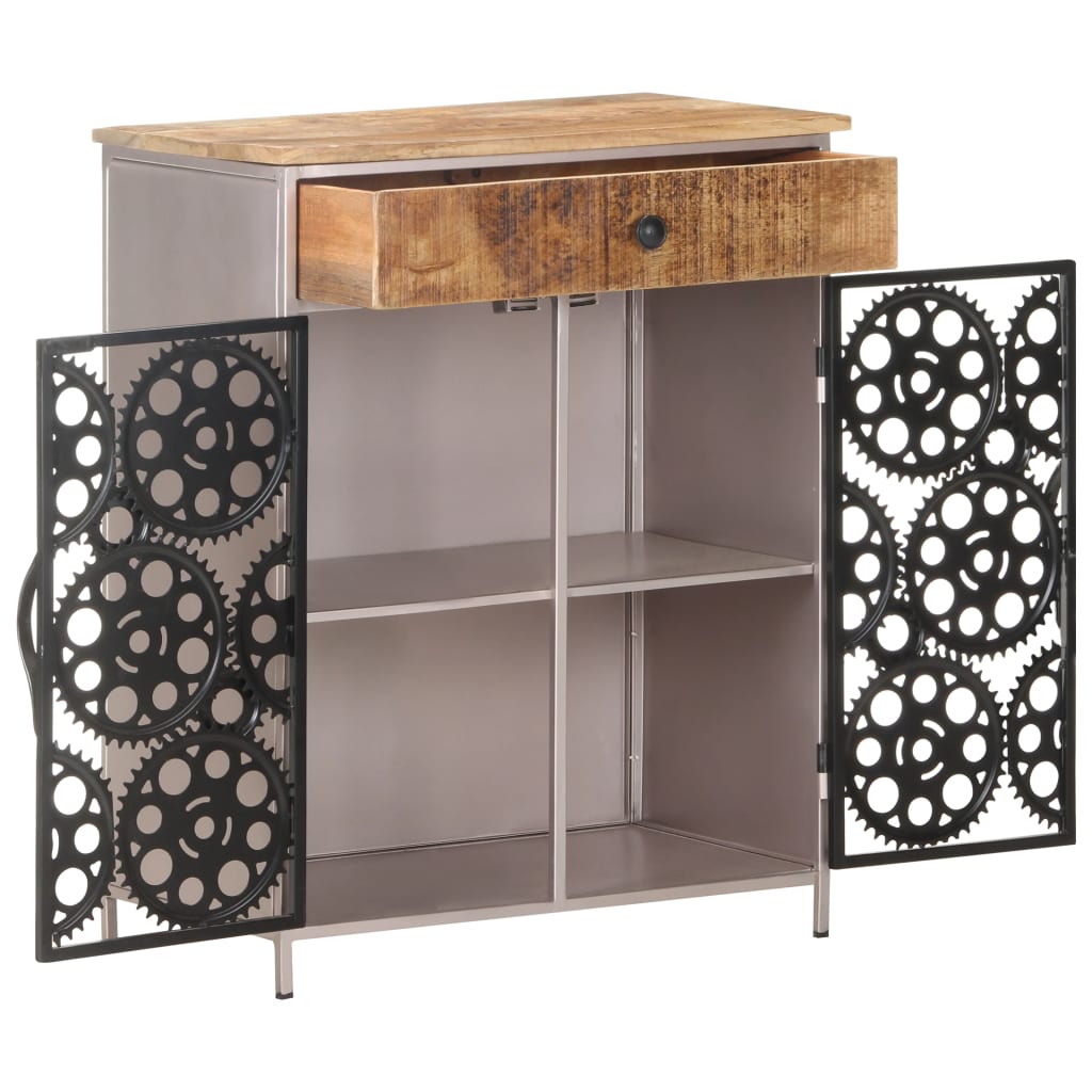 Sideboard 60x35x75 cm Raues Mangoholz und Eisen