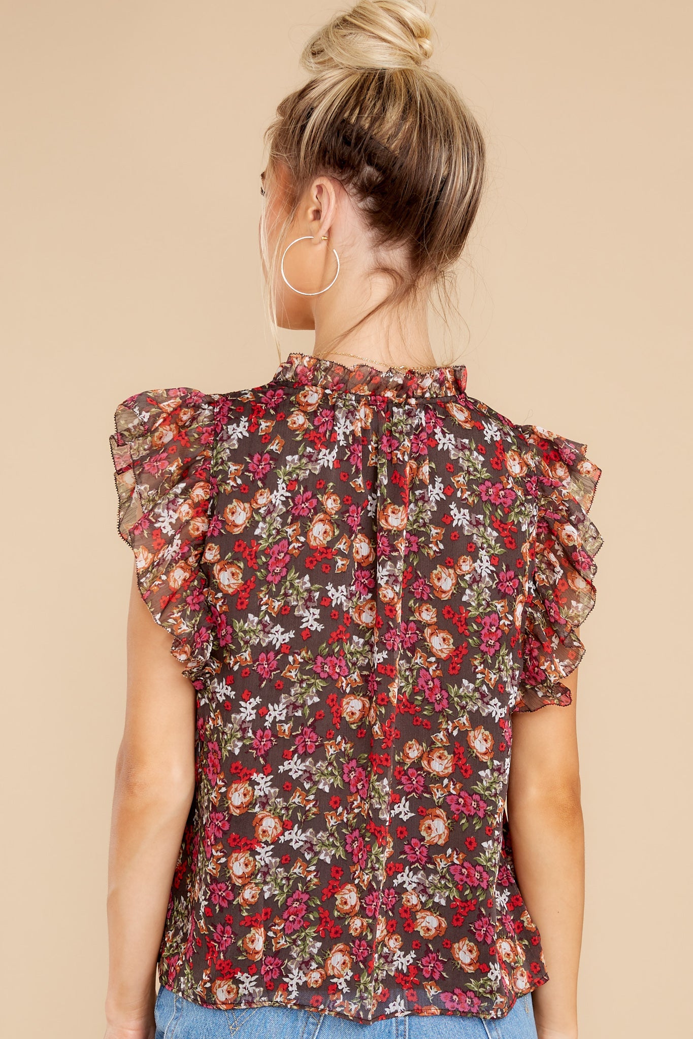 Nobody's Business Black Floral Print Top
