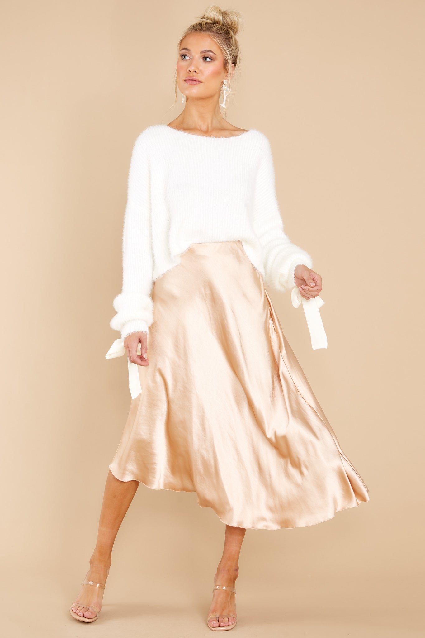 How To Go Viral Champagne Midi Skirt