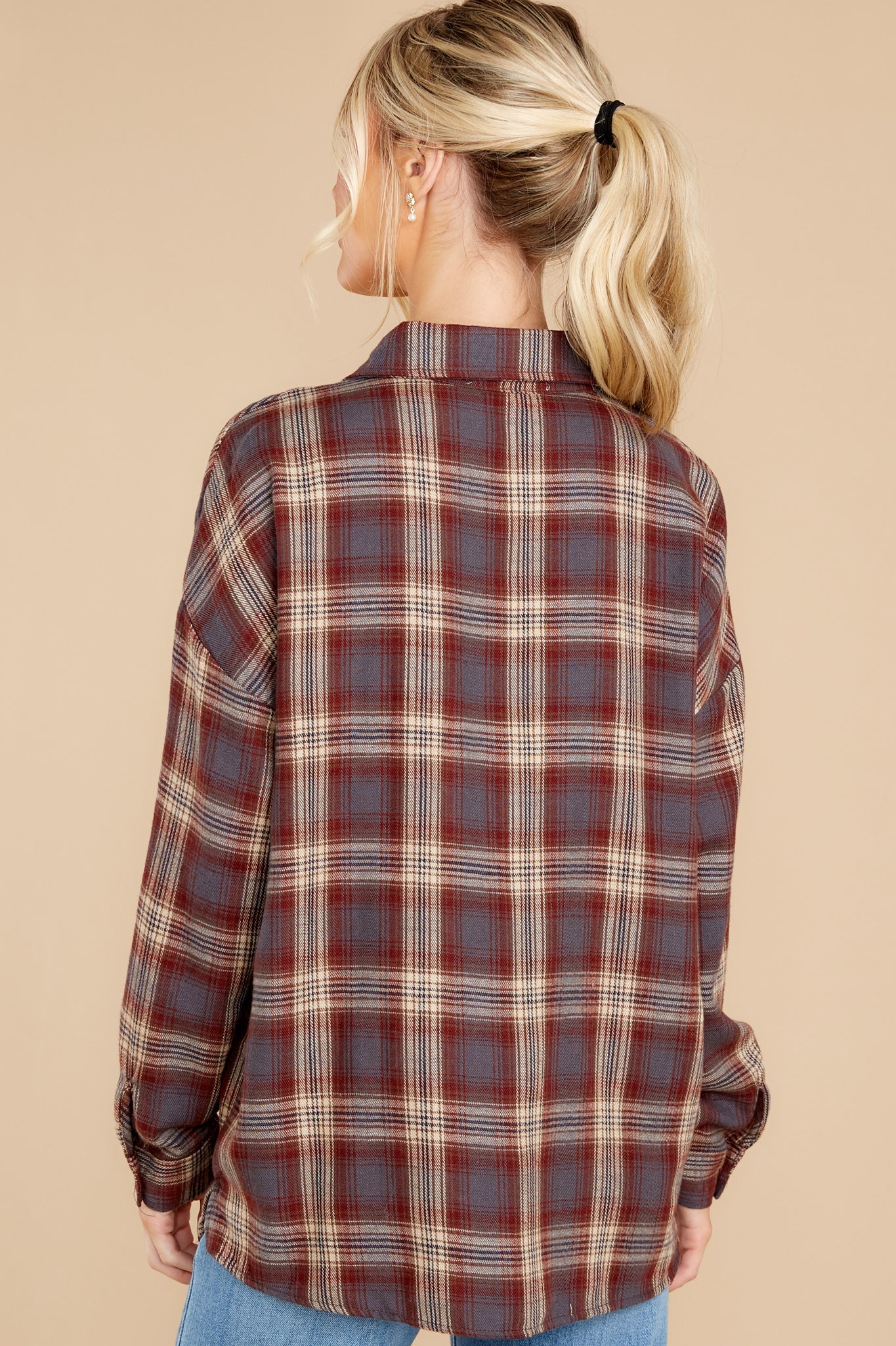 Heartwarming Burgundy Plaid Top