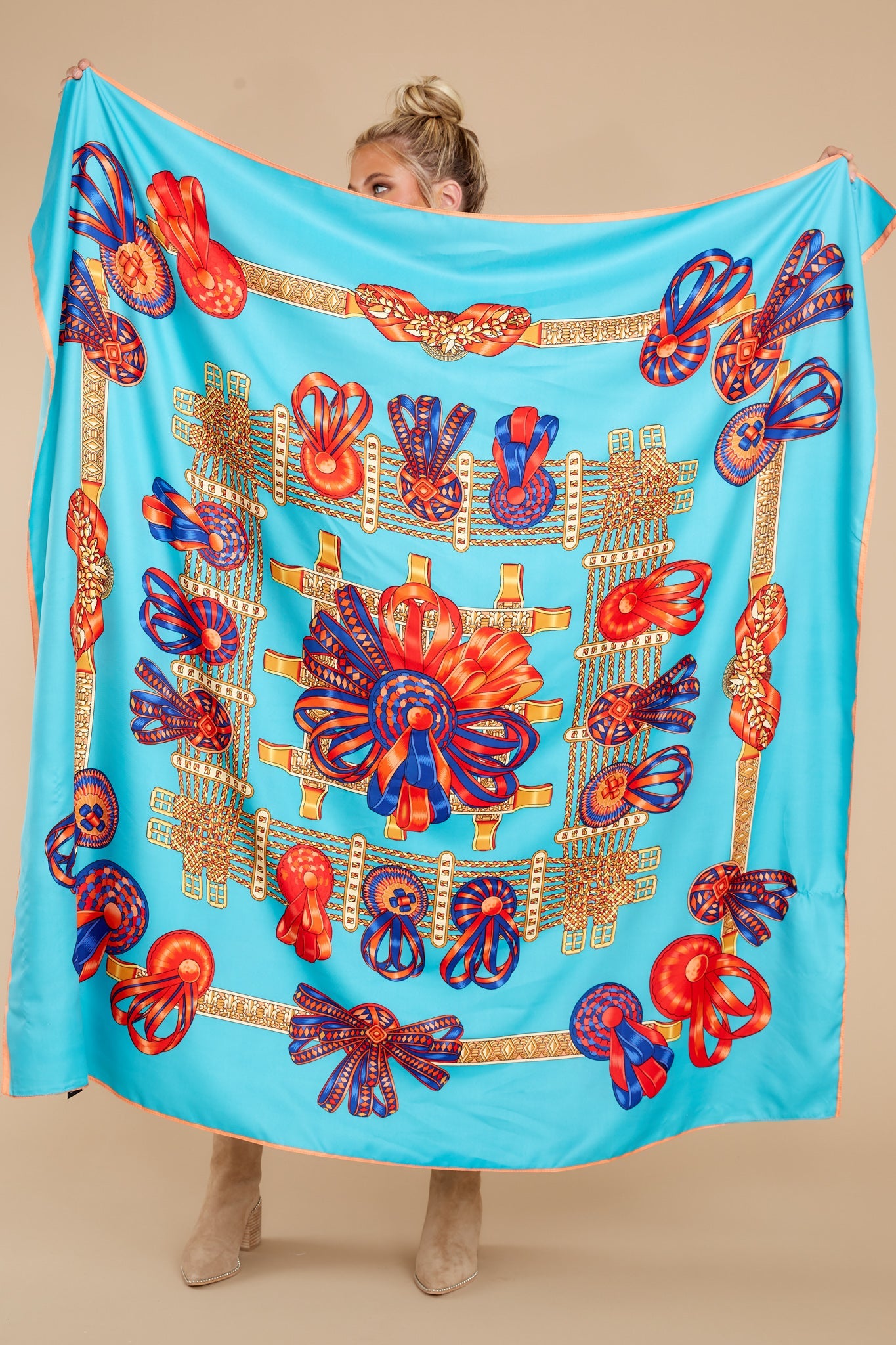 Go For The Gold Blue Multi Print Scarf