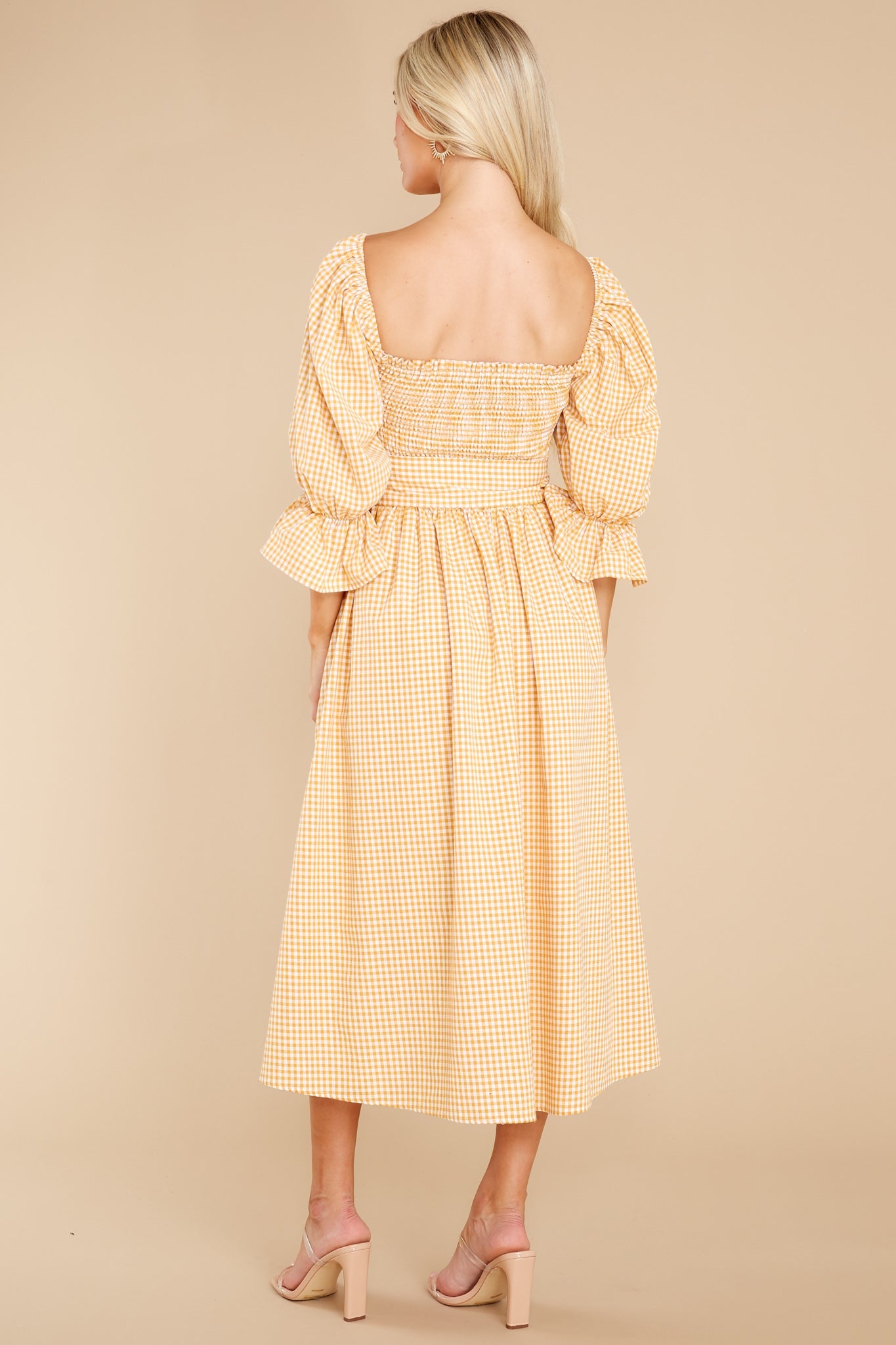 Lyrics To My Song Mustard Gingham Midi Dress