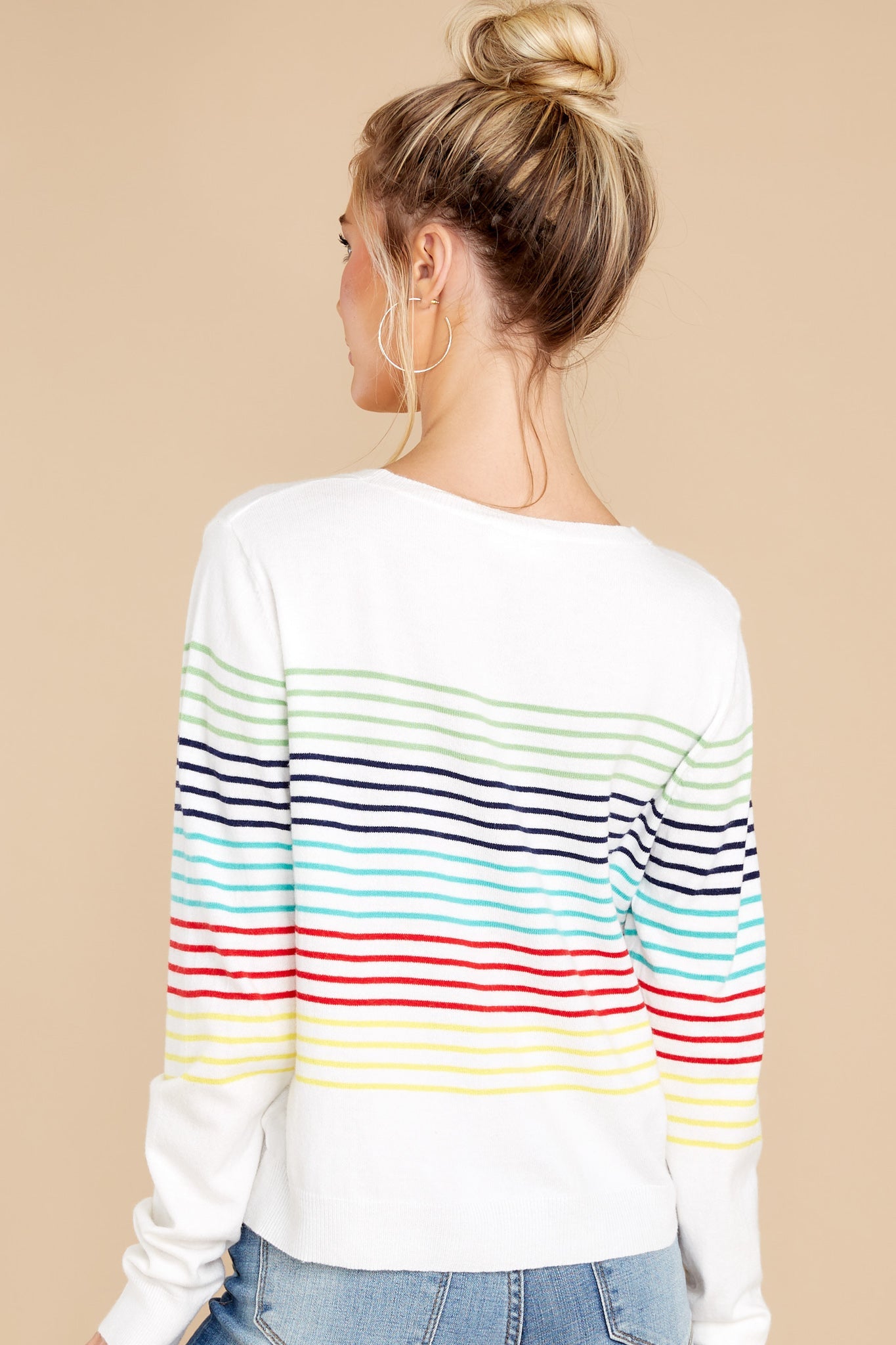 Brightest Days White Multi Stripe Top