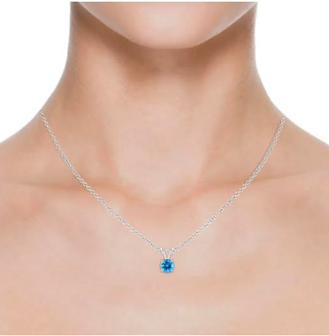 Beautiful 2.00ctw Round Swiss Blue Topaz Solitaire Pendant In 14Kt Gold