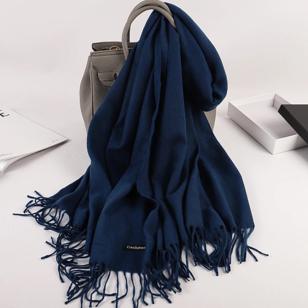 Plain Cashmere Hijabs - Navy