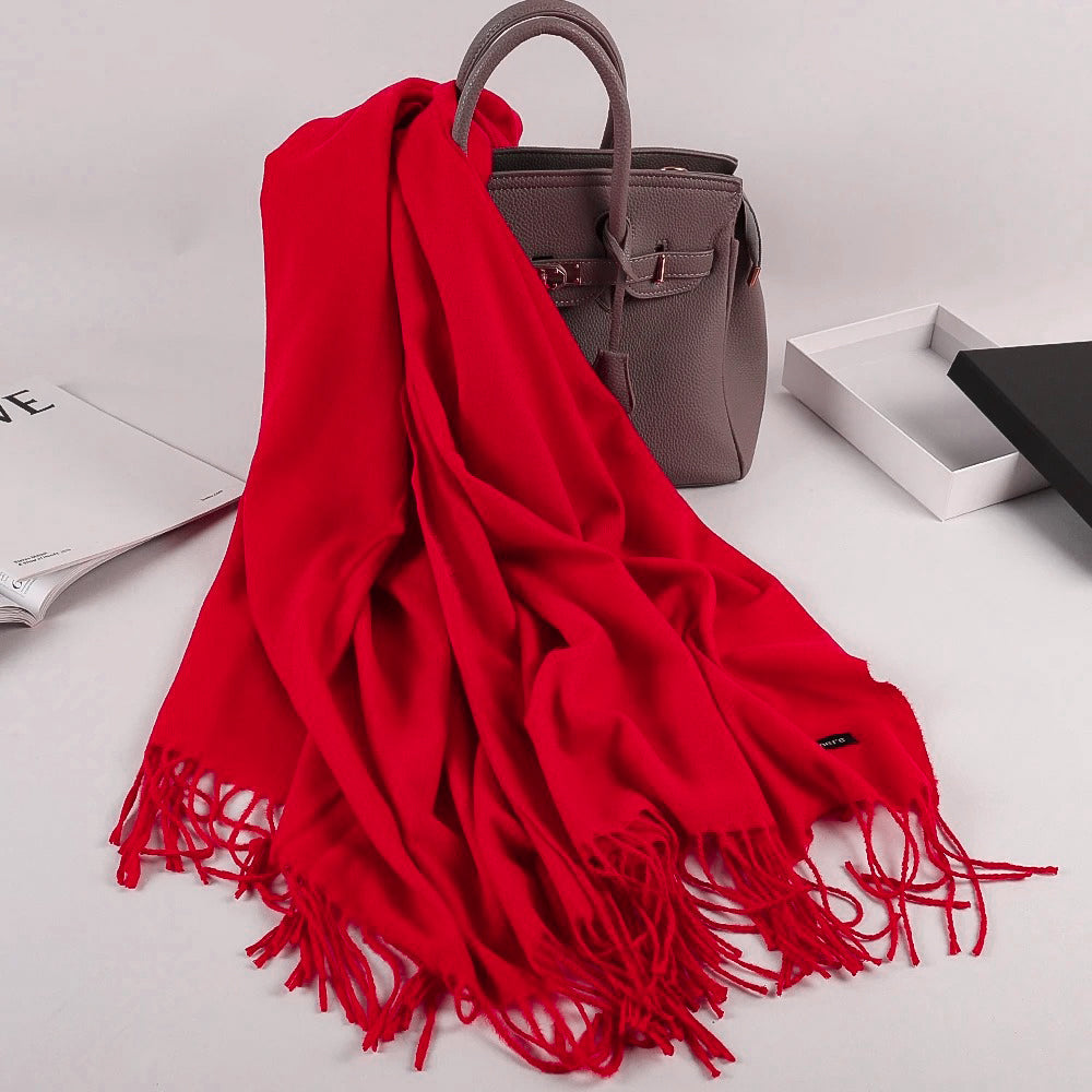 Plain Cashmere Hijabs - Cherry