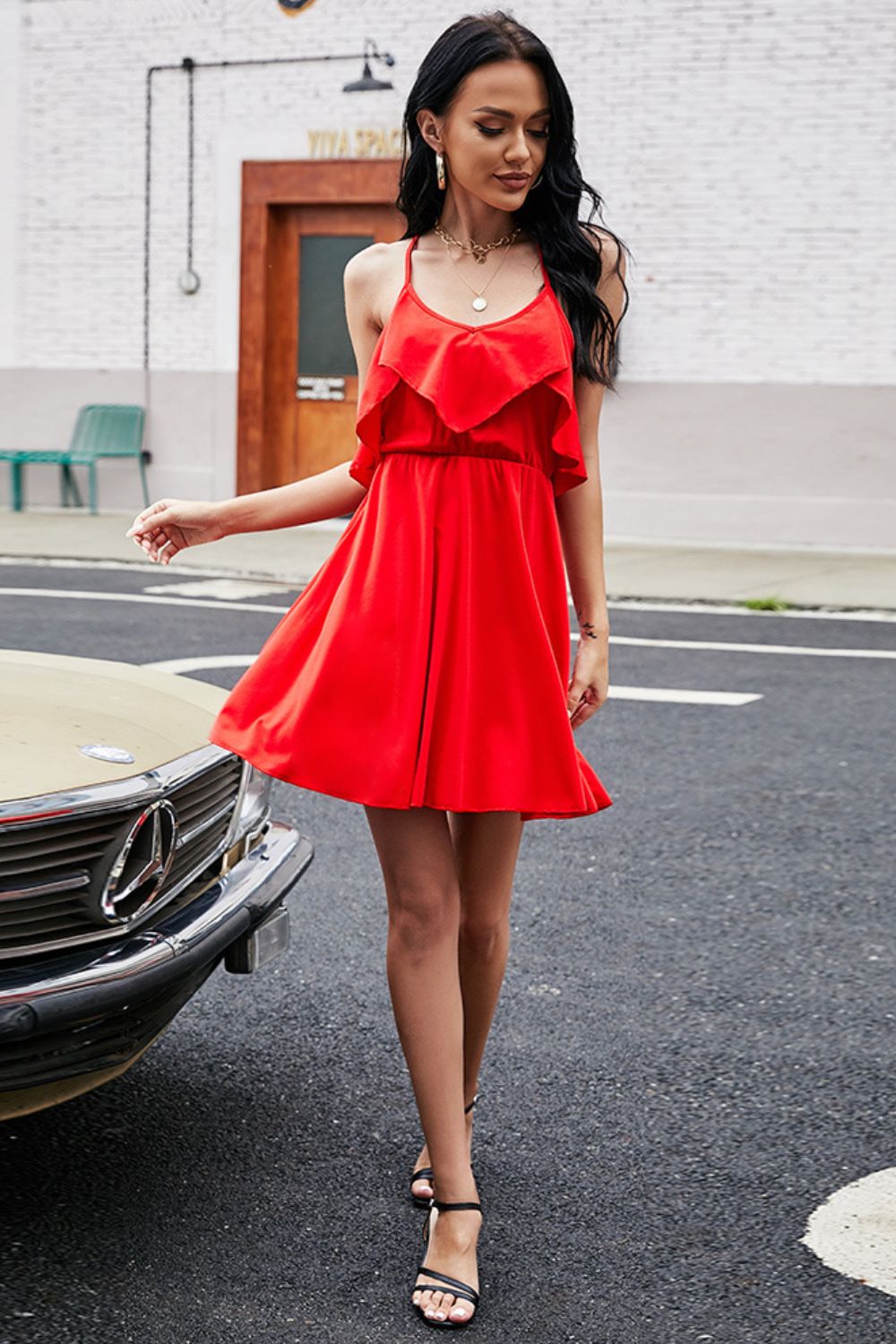Crisscross Tied Sleeveless Mini Dress