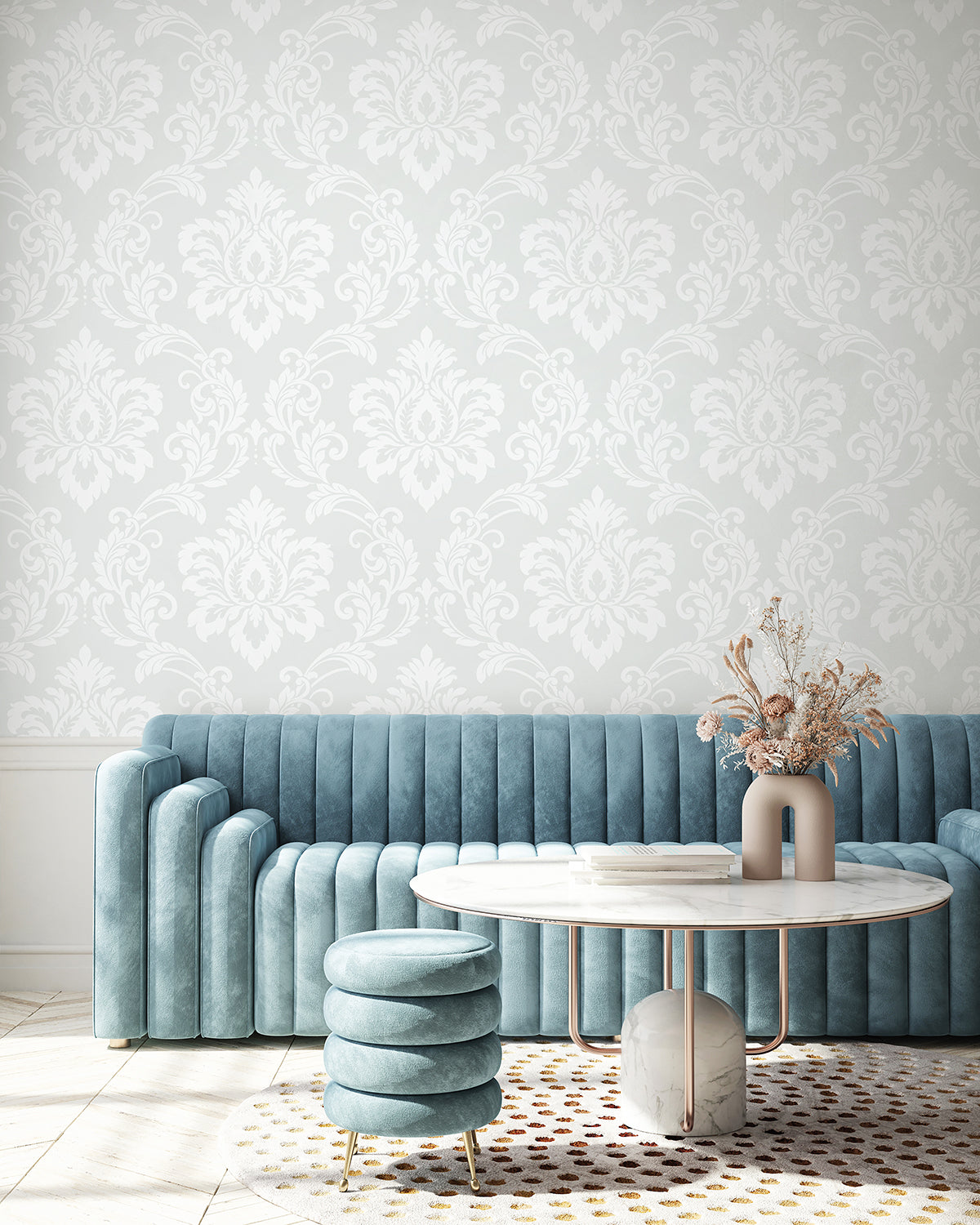 Deco Damask Frosty Wallpaper from Deco 2 by Collins & Company