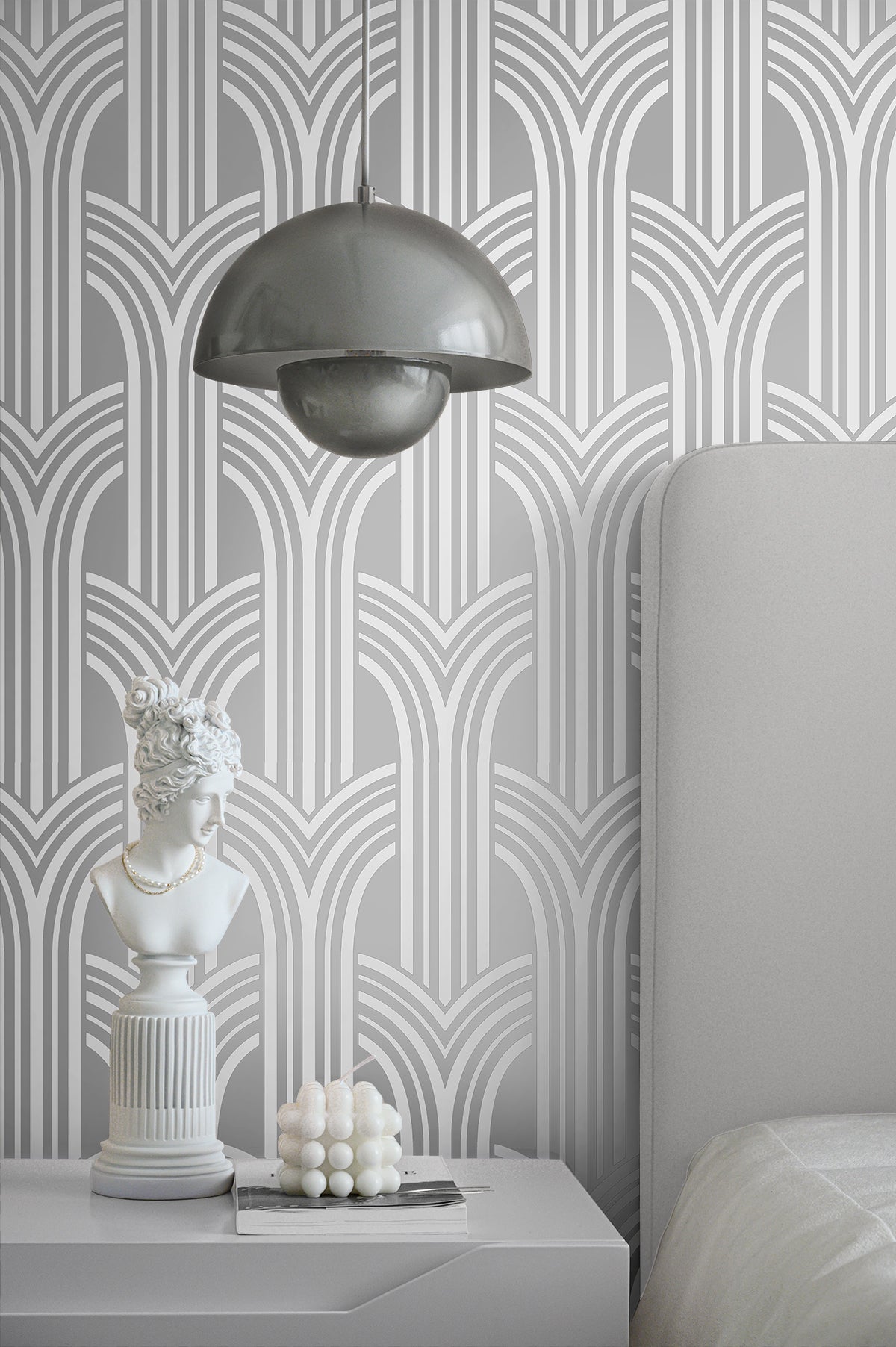 Deco Arches Metallic Silver Wallpaper from Deco 2 by Collins & Company