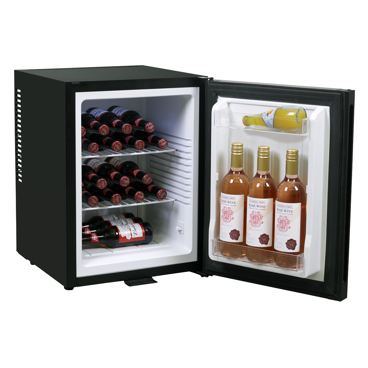Baridi 35L Ultra Quiet Drinks & Wine Mini Cooler Fridge with LED Light, Black - DH58