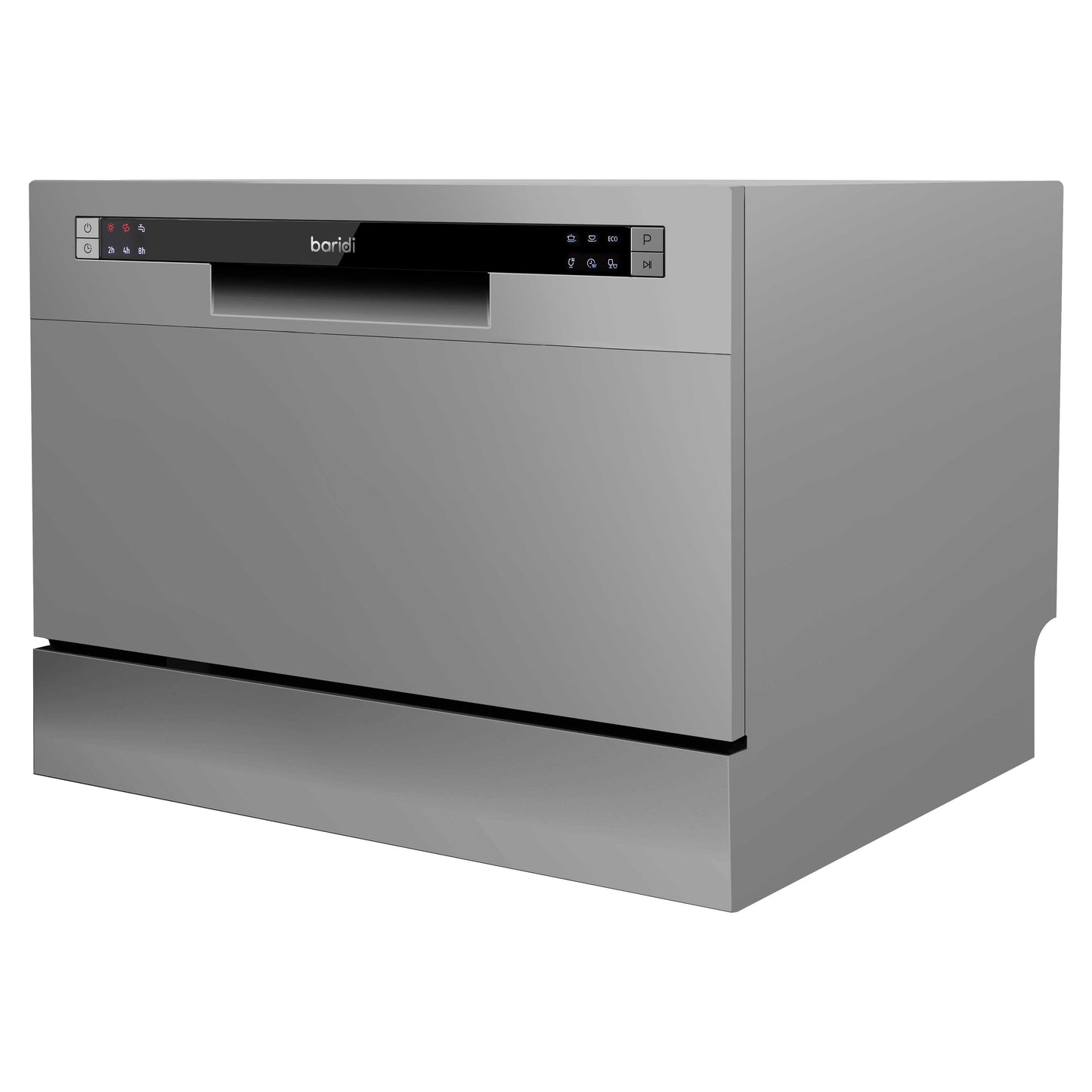 Compact Tabletop Dishwasher 6 Place Settings, 6 Programmes, Low Noise, 6.5L Cycle - Silver - DH84