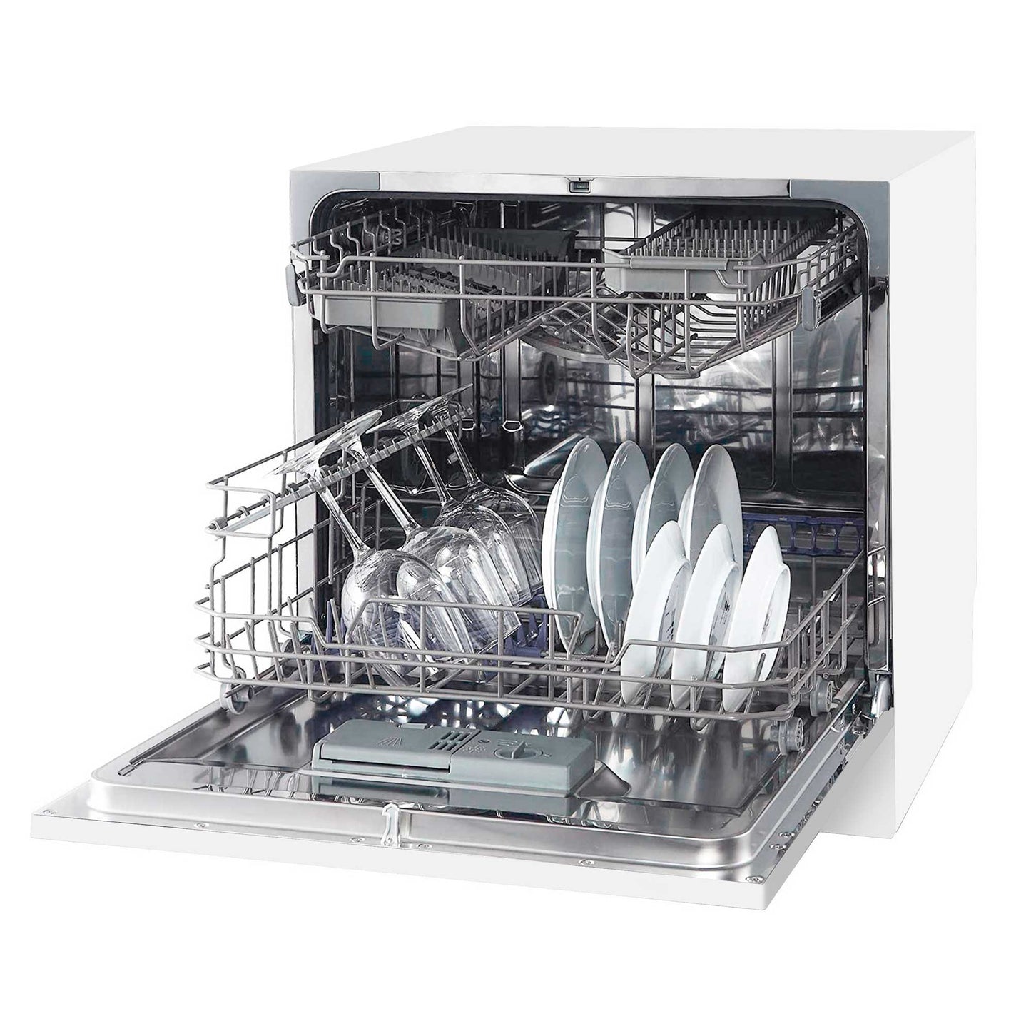 Compact Tabletop Dishwasher 8 Place Settings, 6 Programmes, Low Noise, 8L Cycle - White - DH86