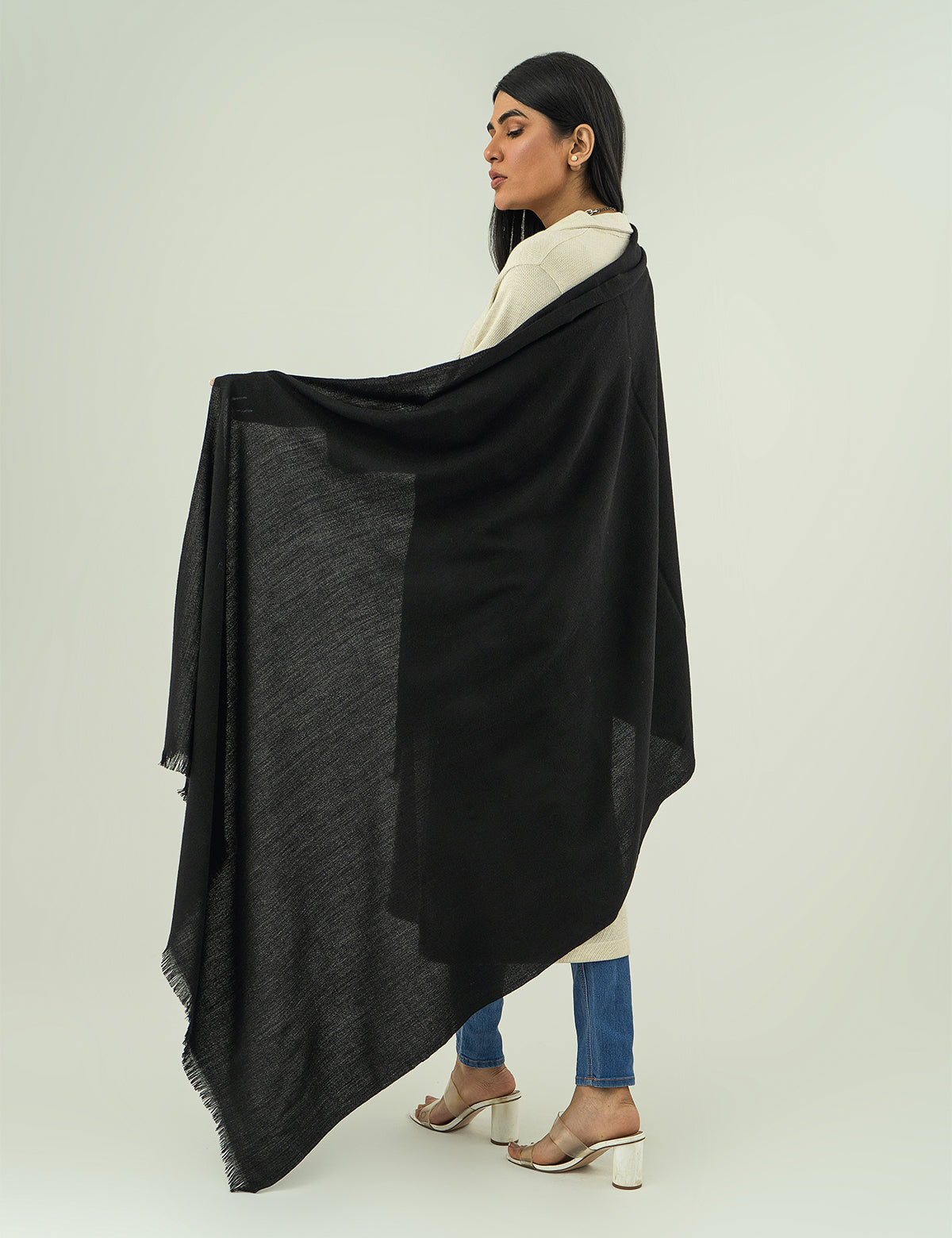 Woolen Cashmere Shawl - Black