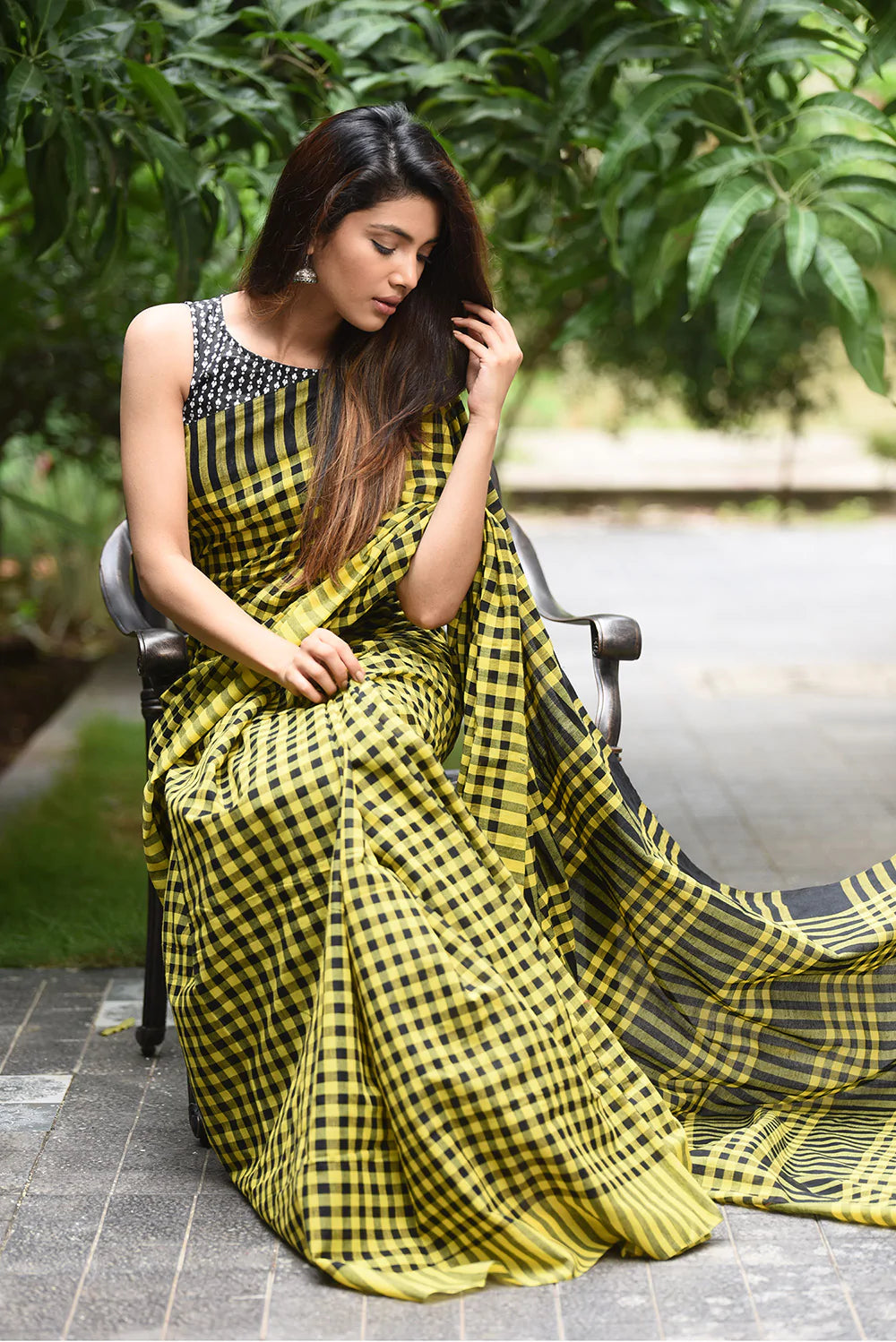 Charkha Cotton Checks (Mustard Yellow with Black)