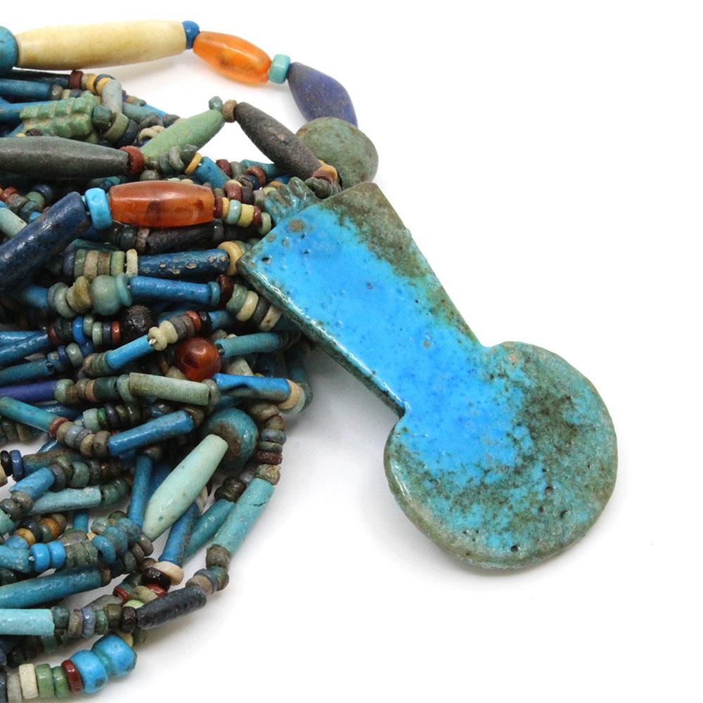 An Egyptian Faience and Stone Bead Necklace with Menet, New Kingdom, Dynasty 18 - 19, ca. 1550 - 1187 BCE