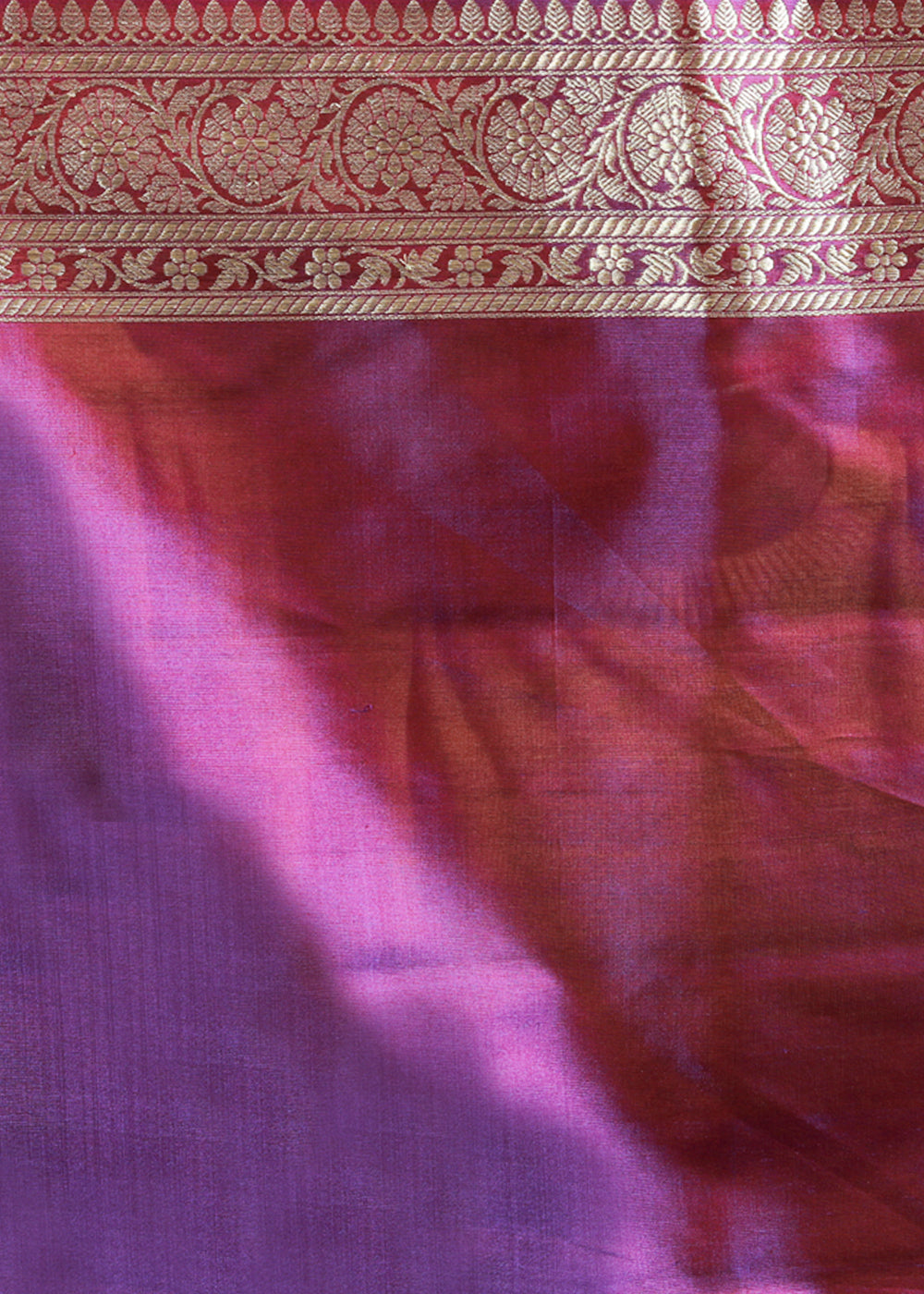 French Purple Hand Woven Pure Katan Silk Saree