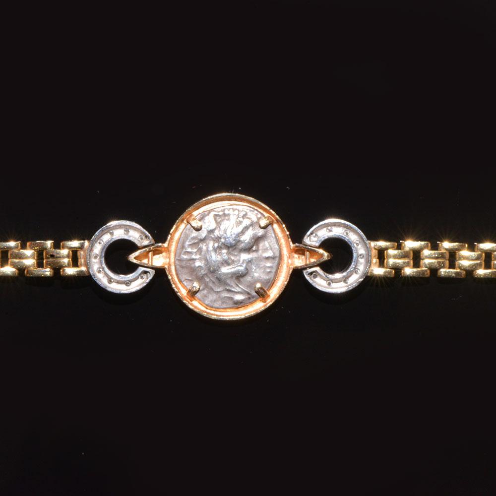 A silver Alexander the Great Drachm (ca. 336 - 323 BCE) set as a bracelet