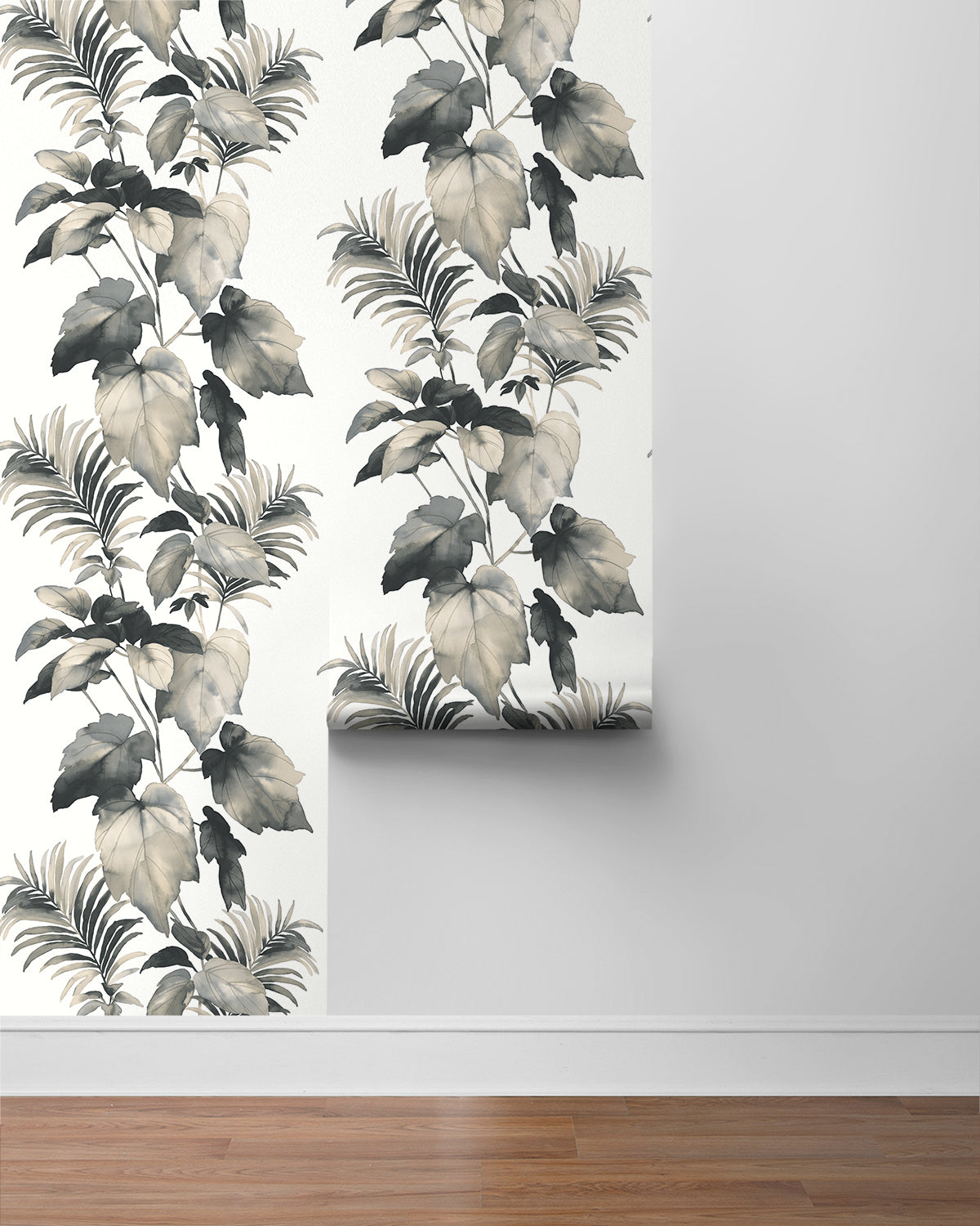 Leaf Stripe Peel-and-Stick Wallpaper in Inkwell by Harry & Grace