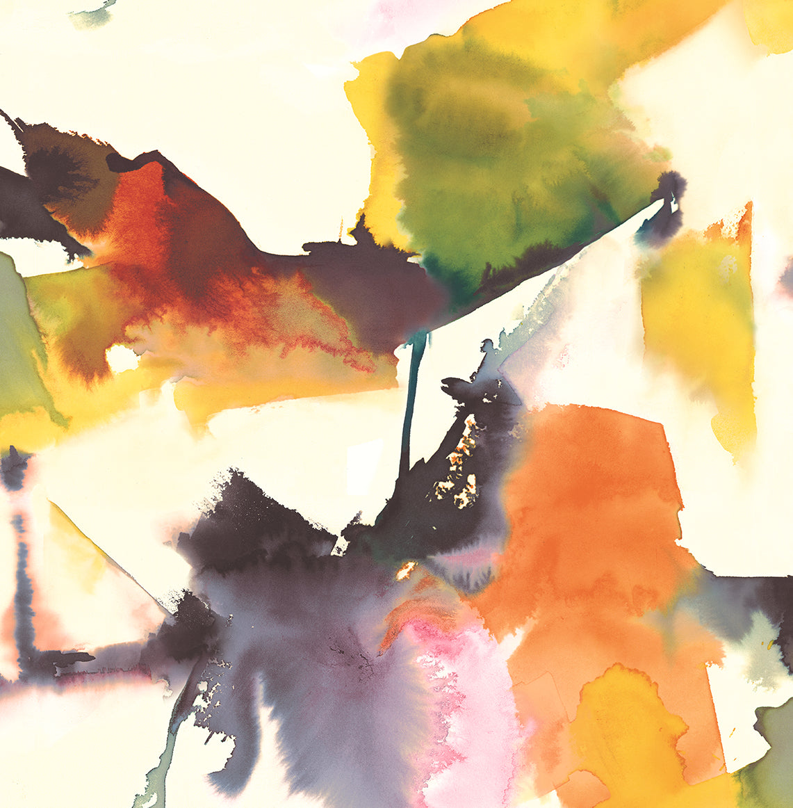 Sample Watercolor Block Peel-and-Stick Wallpaper in Persimmon/Plum by Harry & Grace