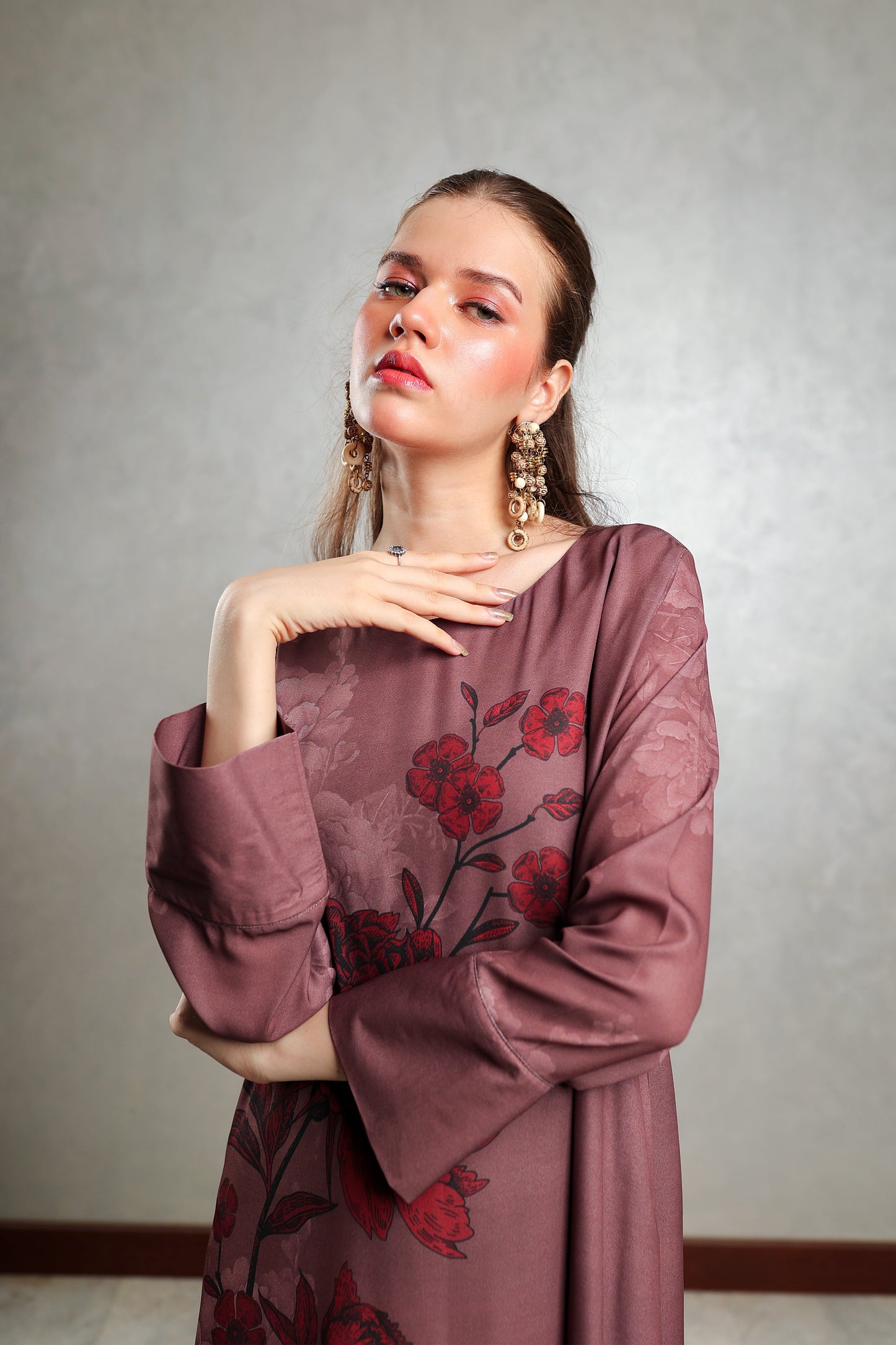 Brown Floral Motif Maxi