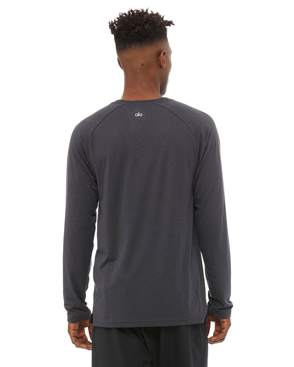 Triumph V-Neck Raglan Long Sleeve - Solid Dark Grey Triblend