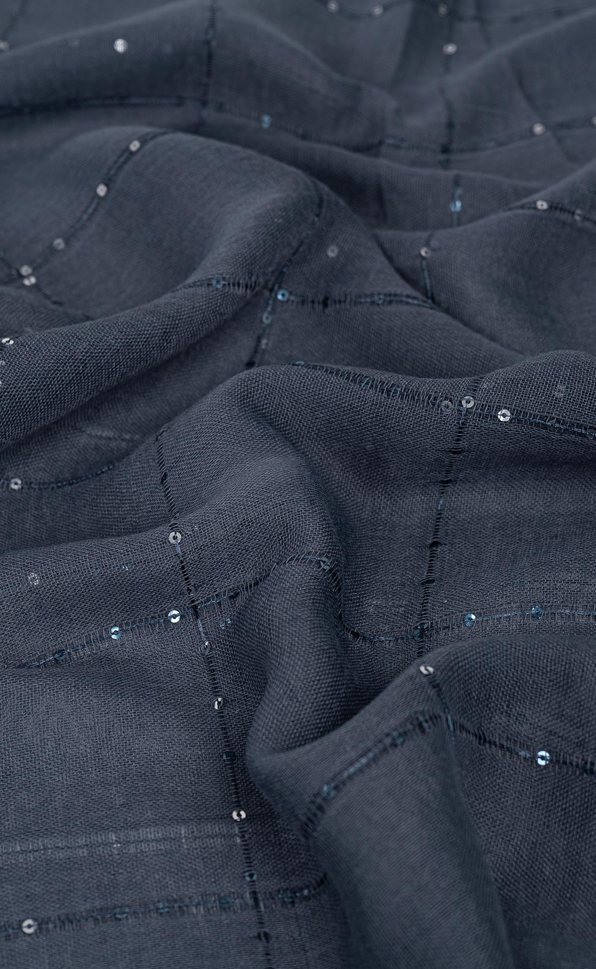Sequins Grid Hijabs - Charcoal