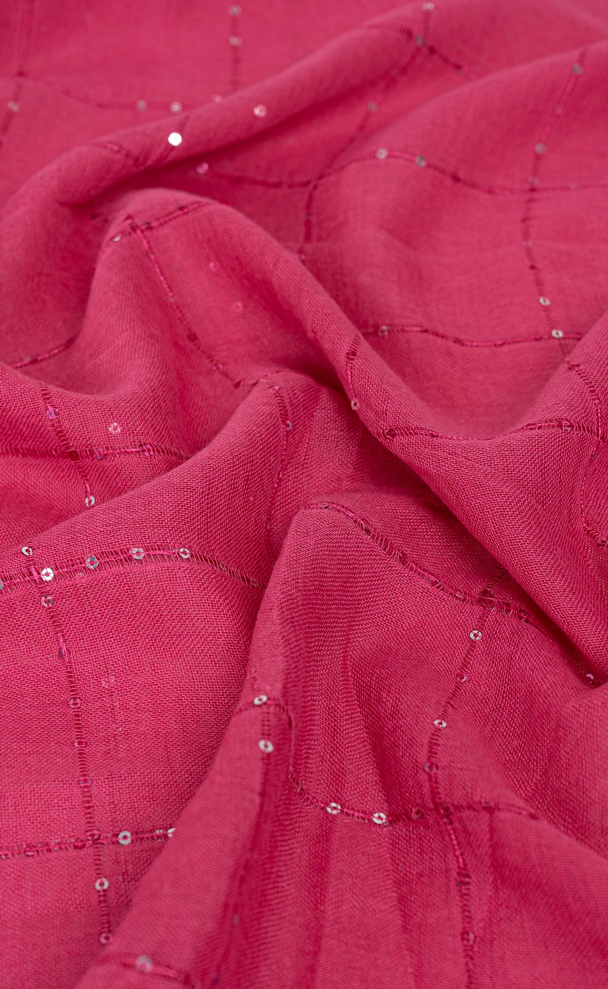 Sequins Grid Hijabs - Hot Pink