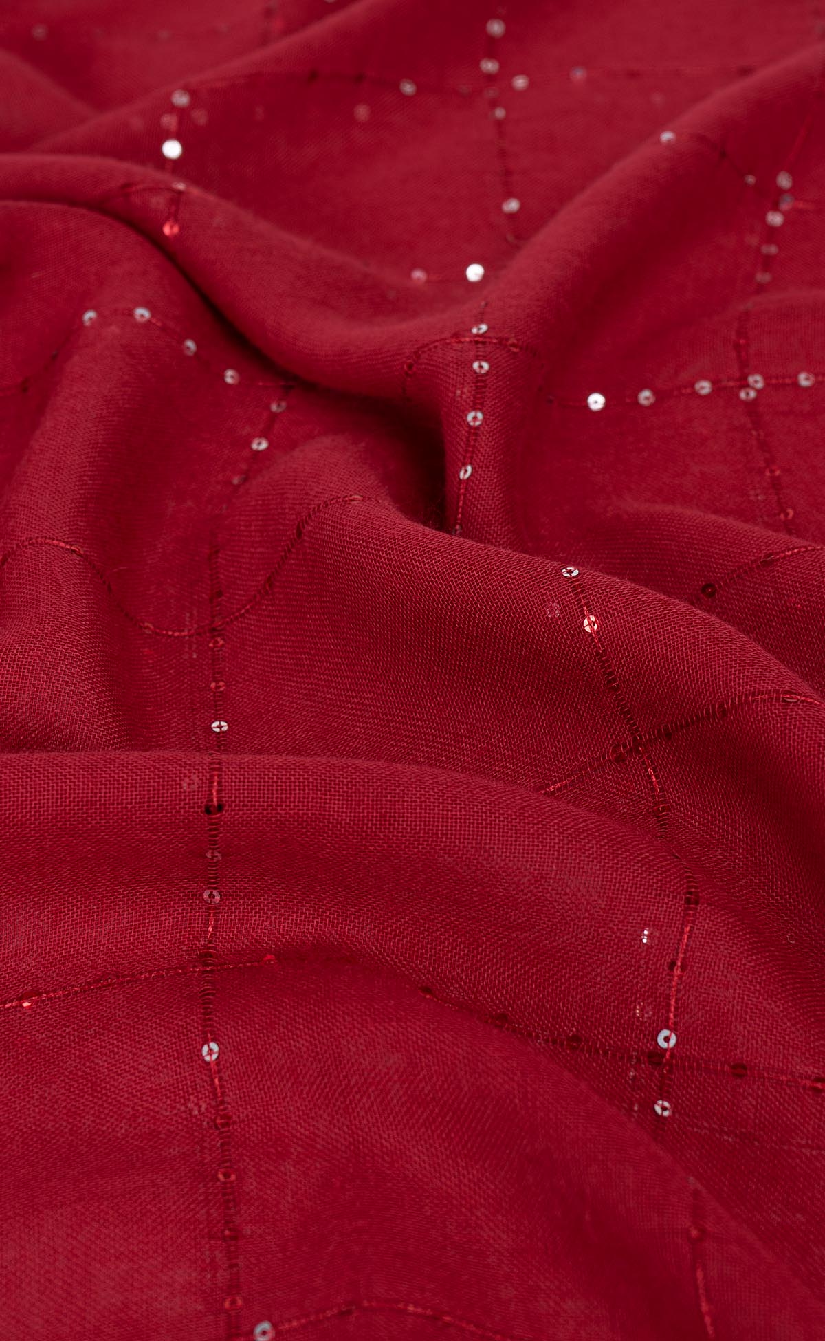 Sequins Grid Hijabs - Cherry
