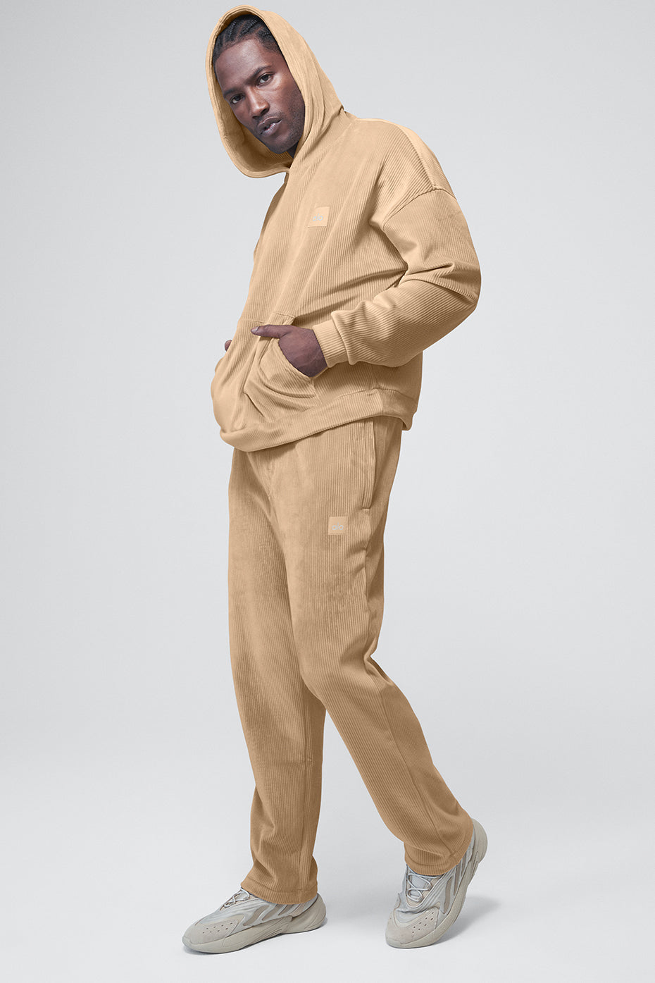 Men's Velour Baller Hoodie & Pant Set - Sand Dune